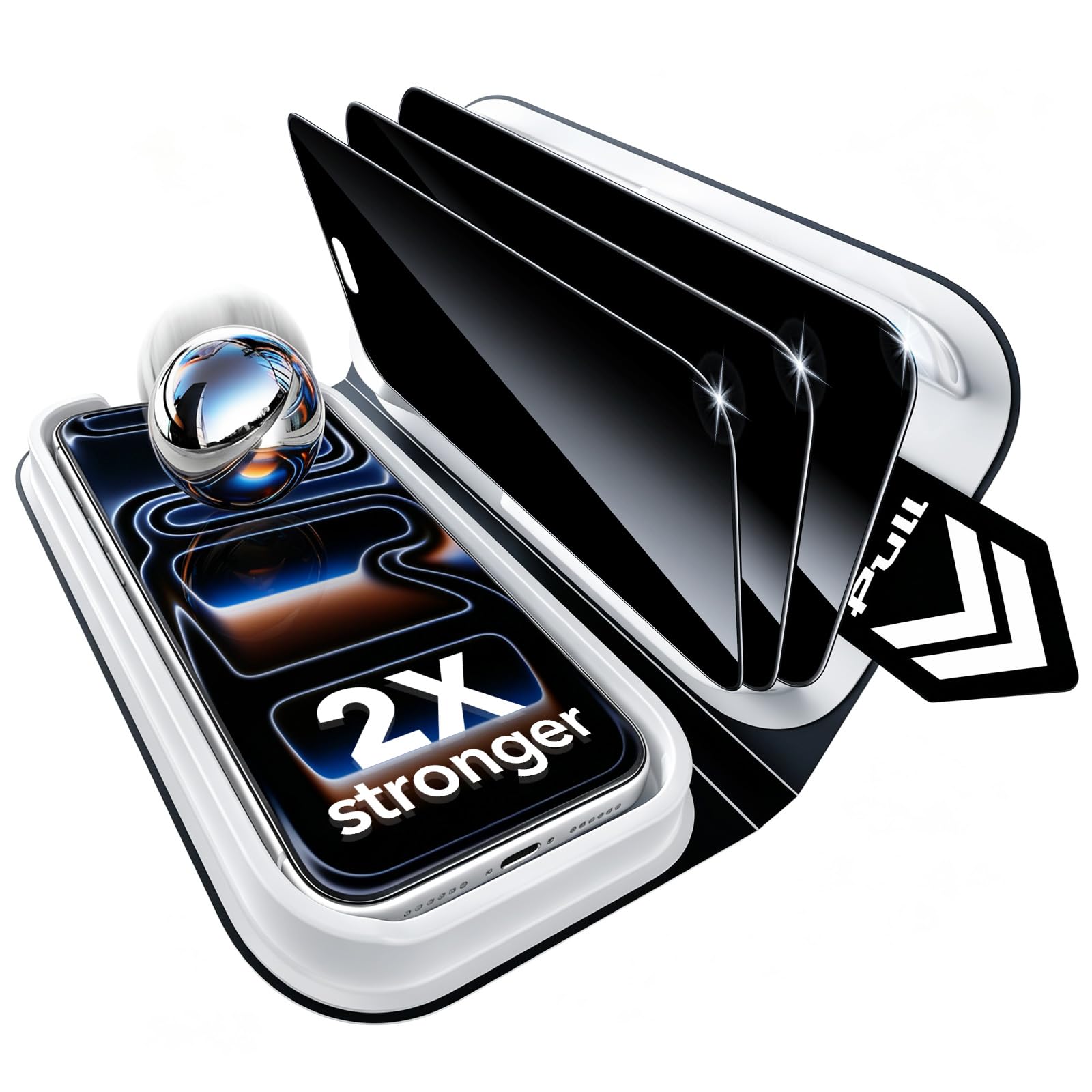 ESR Pack 3 Protector Pantalla con Privacidad para iPhone 17 Pro Max,Classic | Instalación Fácil, Antigolpes 2X, Antiespía, Cobertura Total, Bandeja UltraFit, Cristal Templado 9H, Sin Burbujas