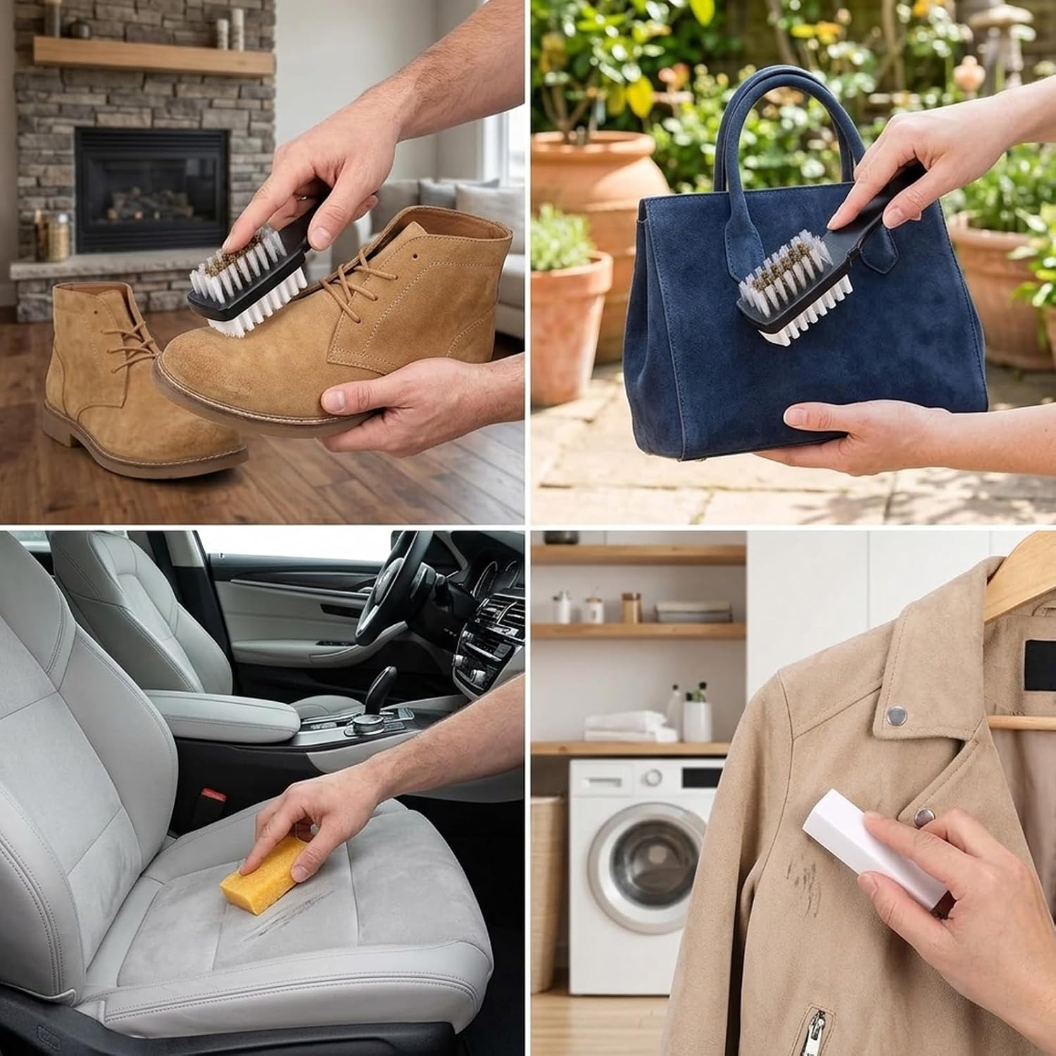 Suede Eraser, Suede Brush for Shoes, Suede Cleaning Kit, 3-Piece Shoe Care Set for Birkenstock, Sneakers, Leather Footwear, Multi-Surface Maintenance Tools