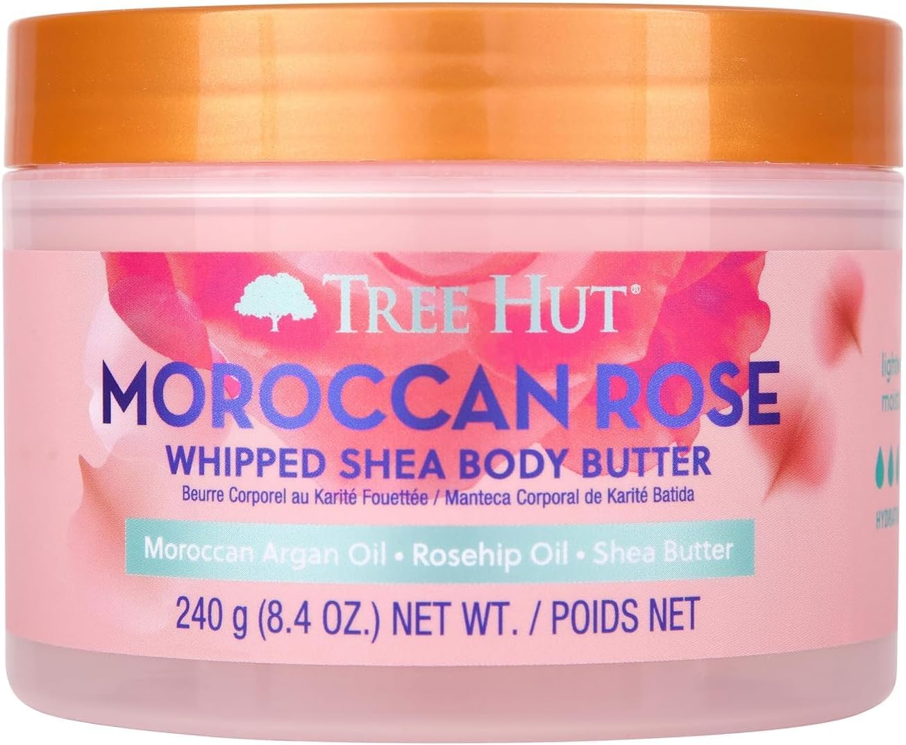 Moroccan Rose Whipped Shea Body Butter, 8.4oz (240 g) Lightweight, Long-lasting, Hydrating Moisturizer with Natural Shea Butter for Nourishing Essential Body Care (Package May Vary)