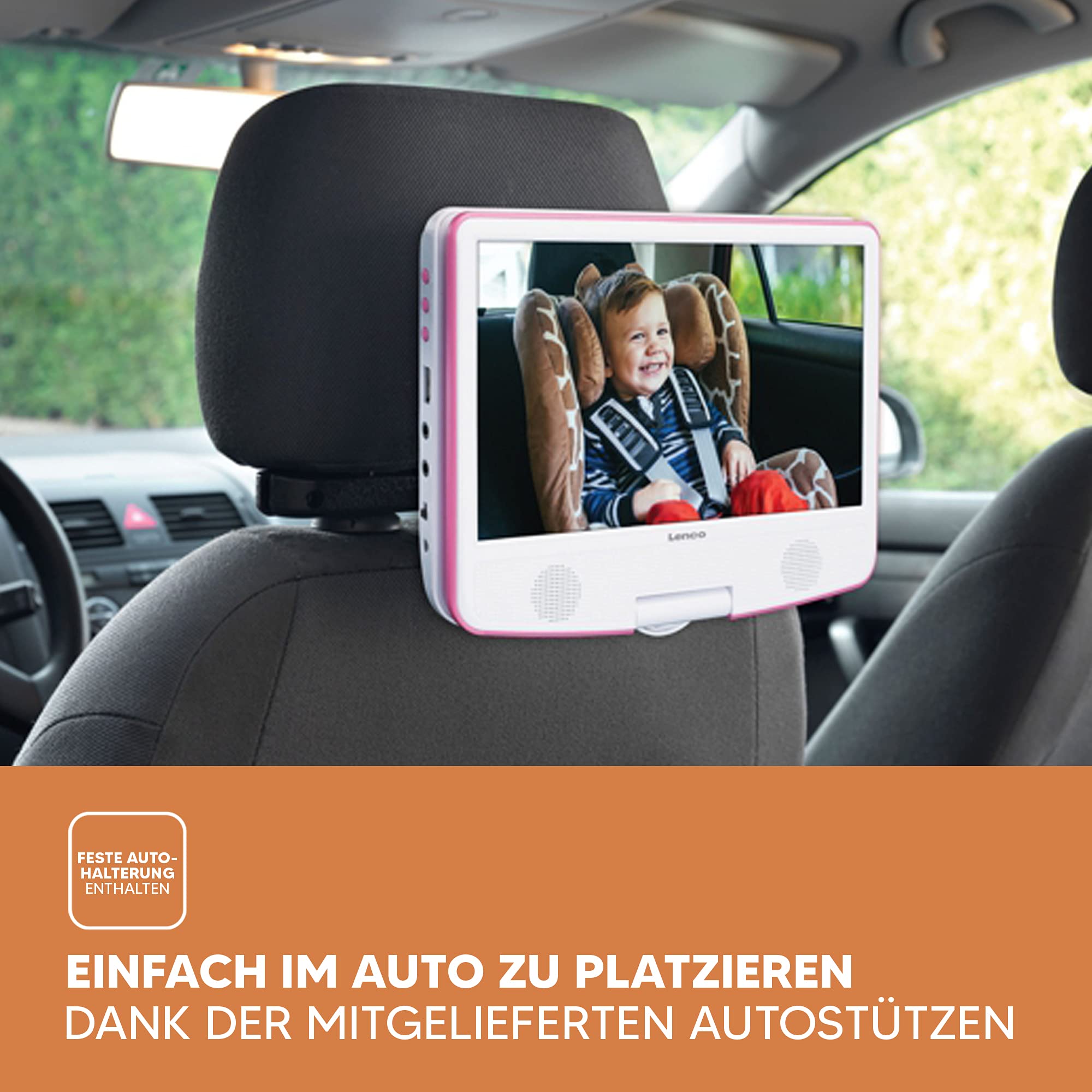 Lenco DVP-910 Portable DVD player Convertibile Nero, Rosa 22,9 cm (9")
