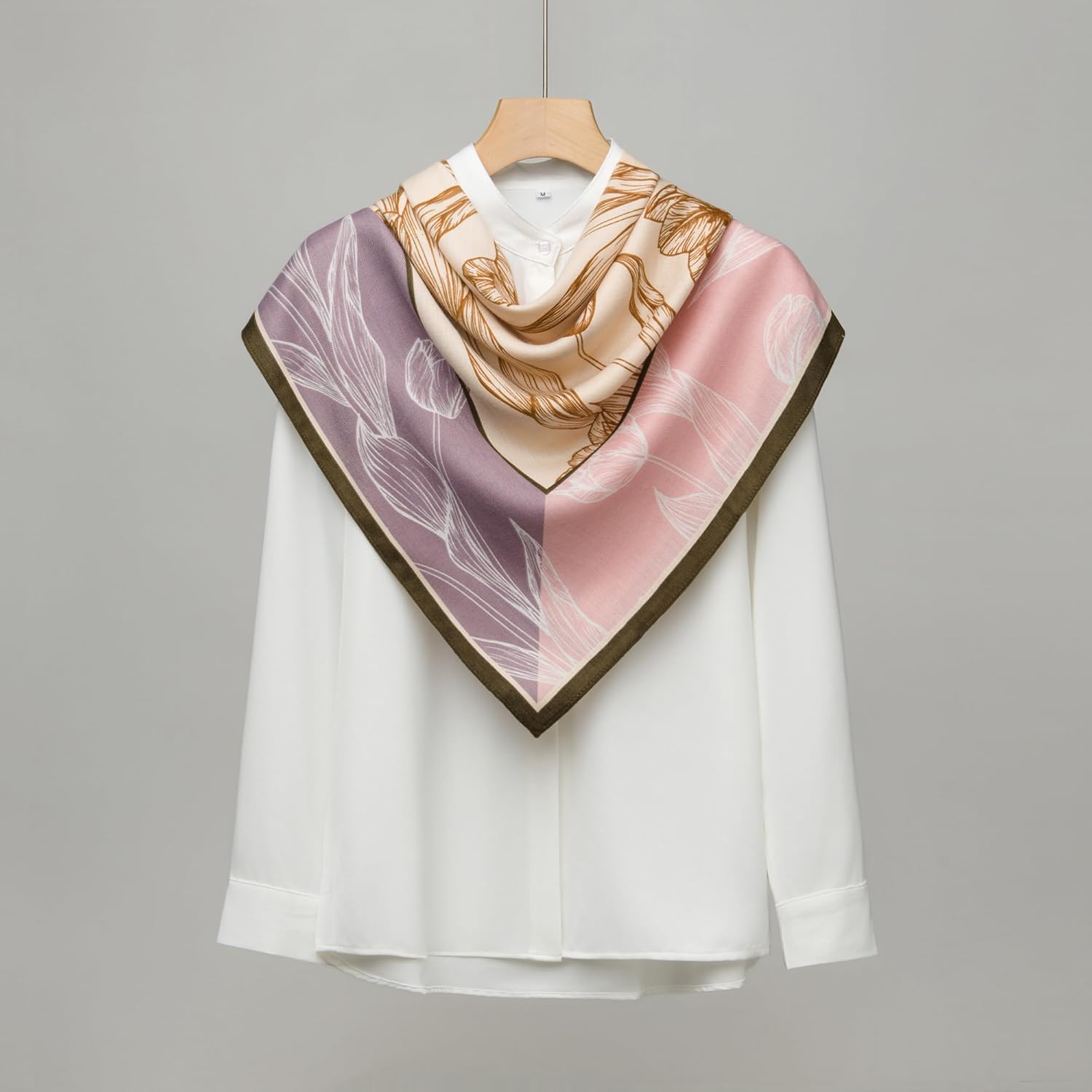 Wool Feel Square Scarf Wrap - Featherlight & Wrinkle-Free, 35"x35" Shawl for Travel & Office. Ready-to-Gift. - Image 7