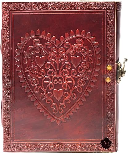MONTEXOO Cuaderno de cuero para mujeres y hombres, diario de cuero con corazón celta para escribir, 6 x 8 pulgadas, con papel rayado, 200 páginas,