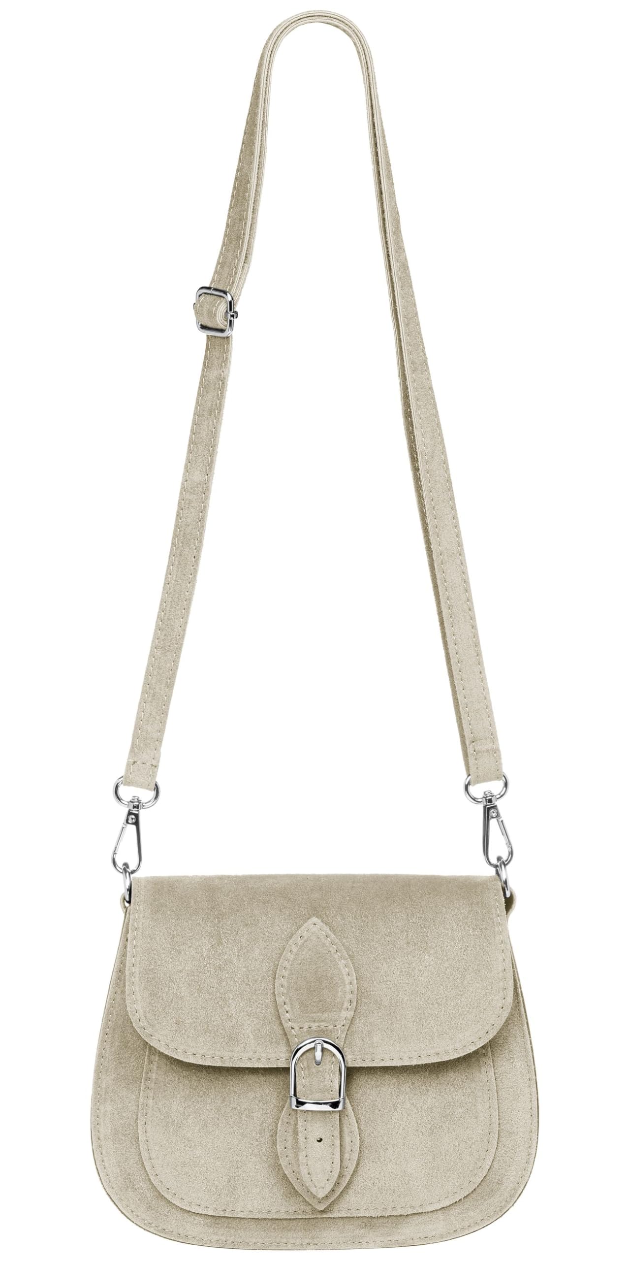 Caspar Leder Umhängetasche Dirndltasche Vintage Tasche kleine Trachtentasche Damen Handtasche aus Wildleder - CLASSIC LINE - Modell No.831 - Made in Italy