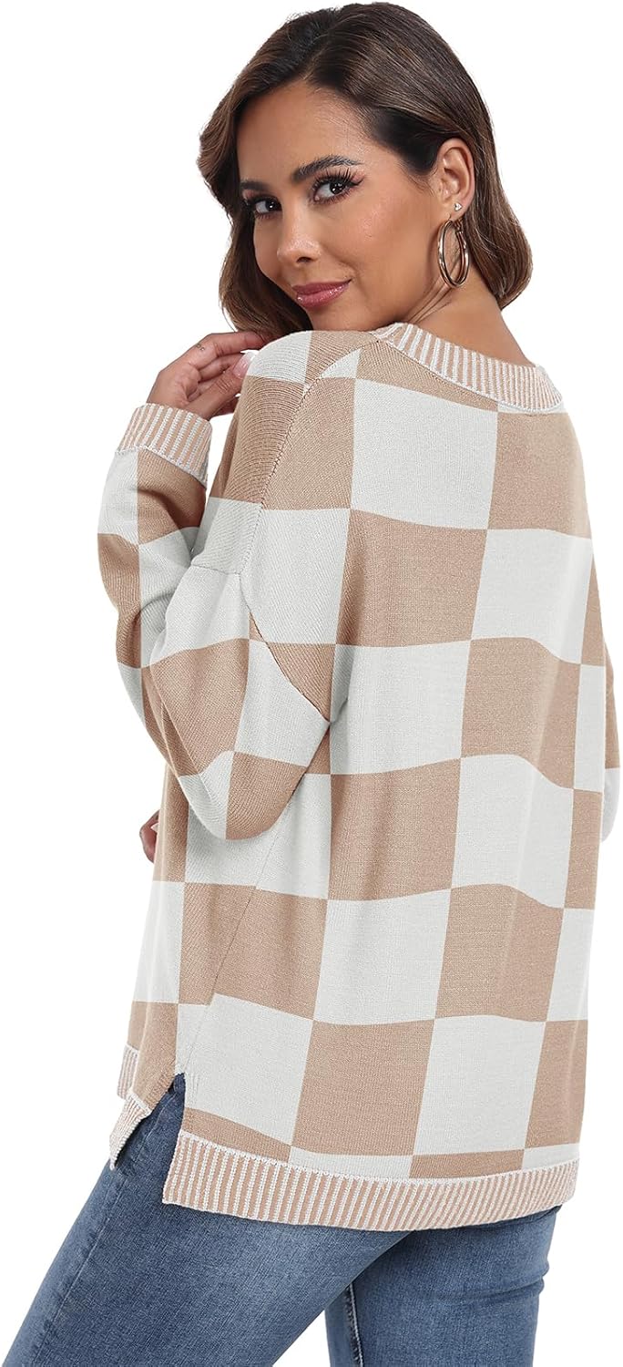 PrinStory Women's Long Sleeve Sweaters Loose Fit Crewneck Pullover Tops with Side Slits 2025 Fall Outfits Fashion Clothes - Image 3