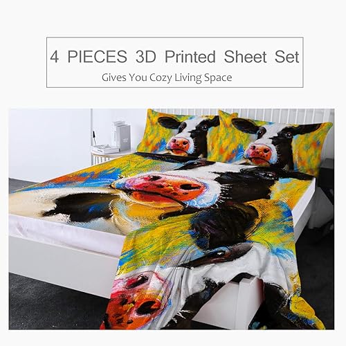 Miniatura 8 de Jasper Yin Yang by Brizbazaar - Juego de sábanas de 4 piezas con estampado 3D, sábanas bajeras de microfibra 1800 que no se decolora, transpirable y