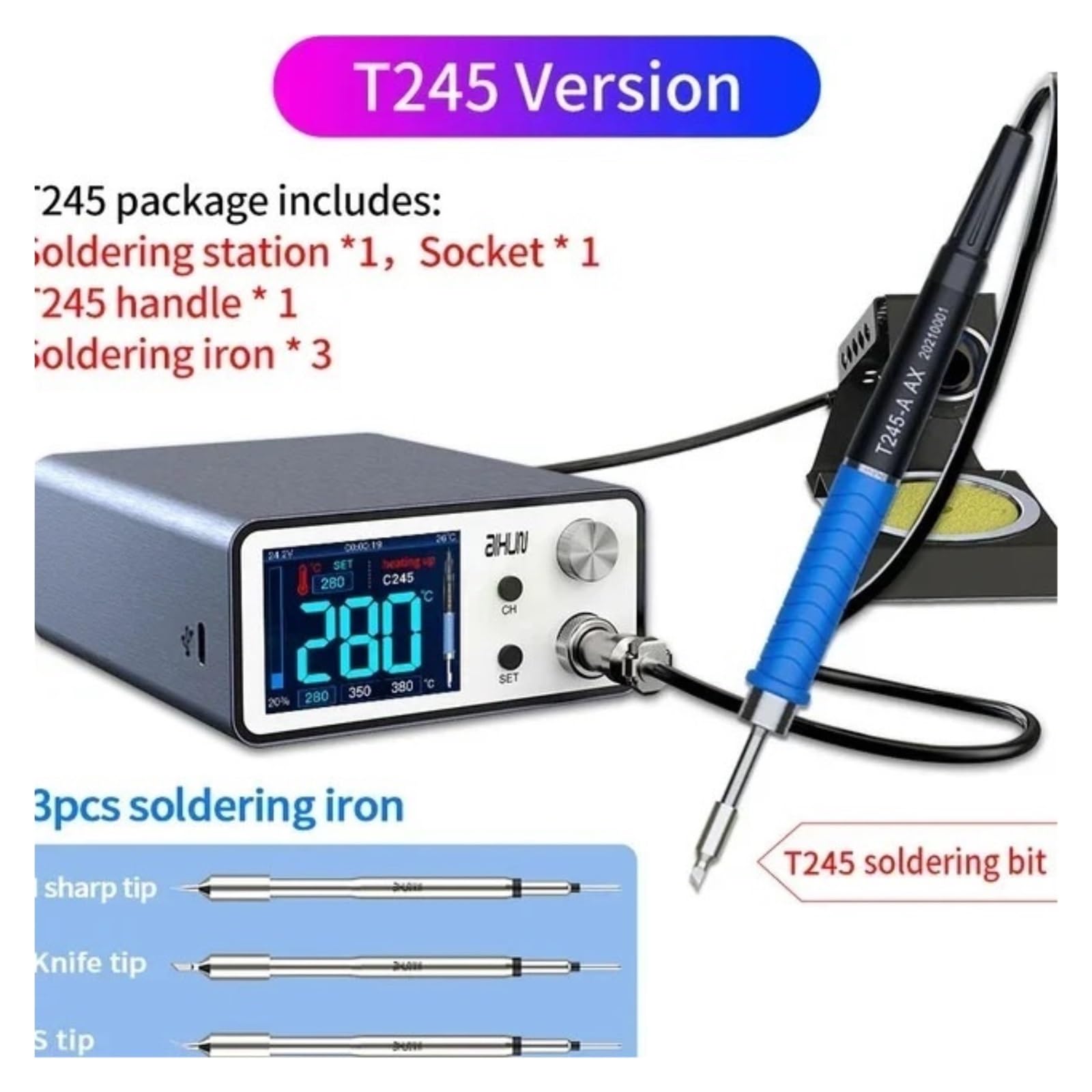 Stazione di saldatura, Stazione di saldatura intelligente T3A, supporta T12 T245 T210 T115 gestisce lo strumento riparazione PCB portatile