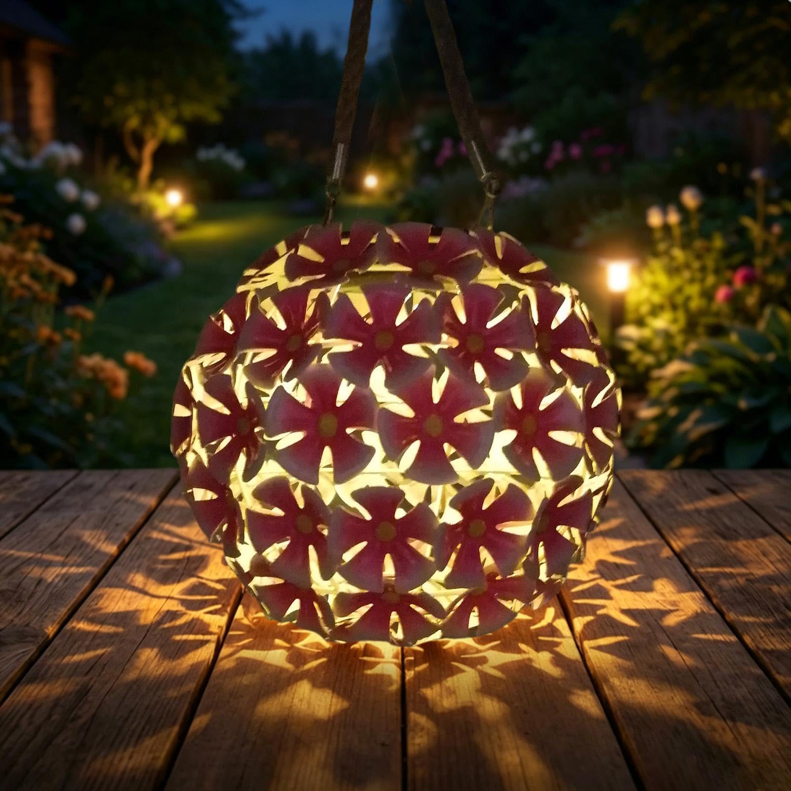 Oświetlenie Solarne Ogrodowe Wisząca lampa ogrodowa w kształcie kwiatowej | Solarne lampy ogrodowe na ścieżkę taras balkon drzewo