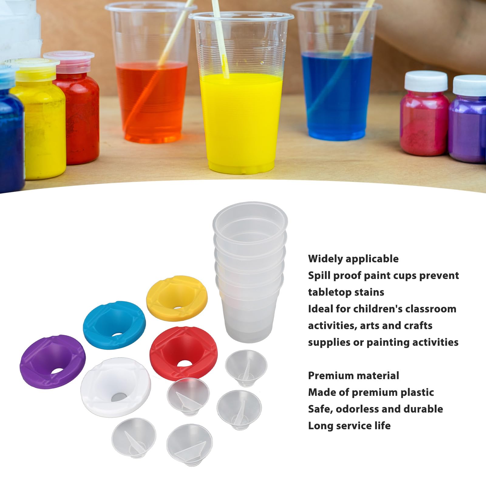 5pcs Paint Cups, Paint Containers with Lids Spill Proof Reusable Painting Cups Paint Water Cup Paint Mixing Cups for Classrooms