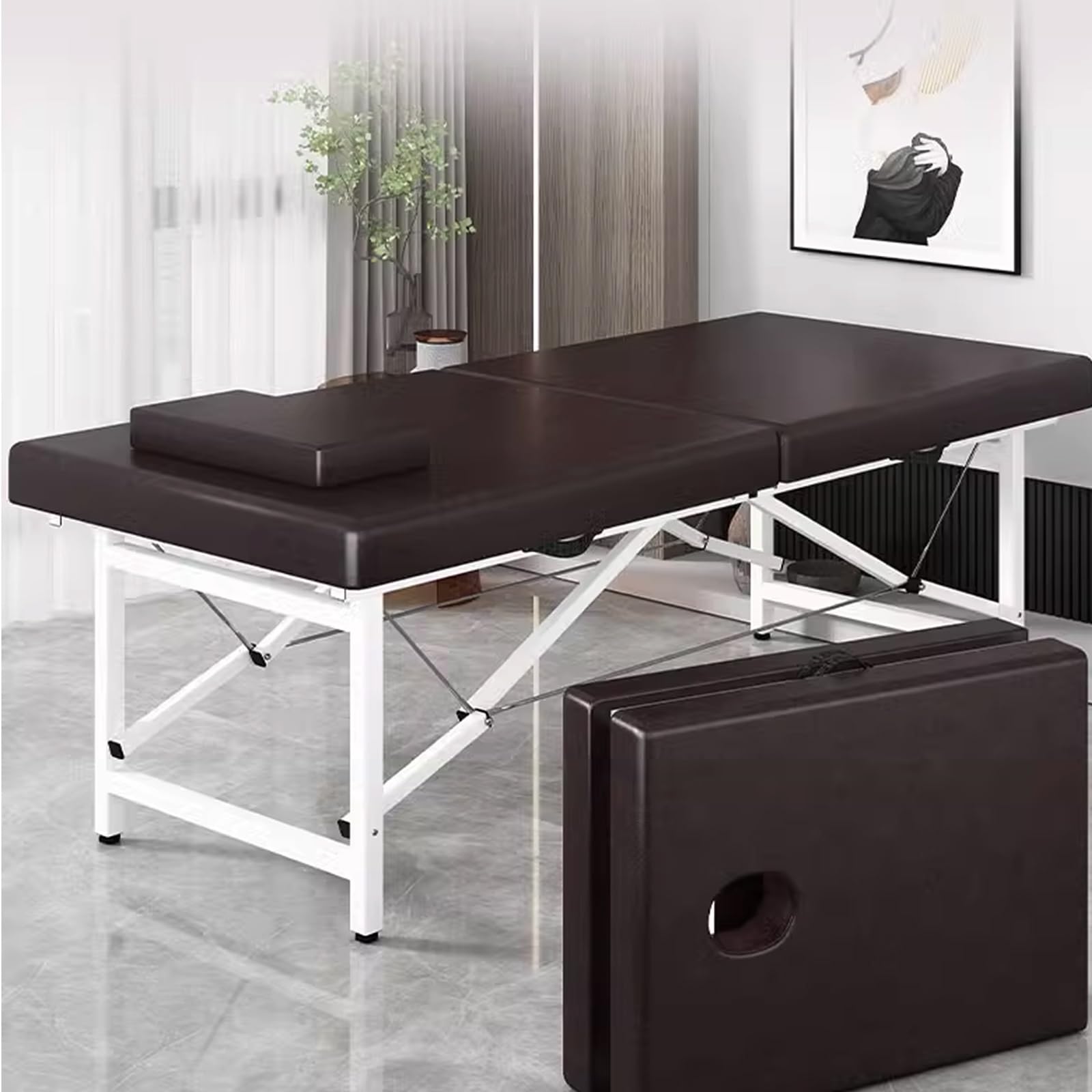 Camillas Plegables para Masajes Ligeras Tatuaje de Camilla de Cuero Plegable Sin Instalación Camilla Estetica con Agujeros para Respirar Capacidad de Carga 250 Kg | Without Installation Esthetician Bedd with Breathing Face 250kg Load-Bearing Capacity(Blac