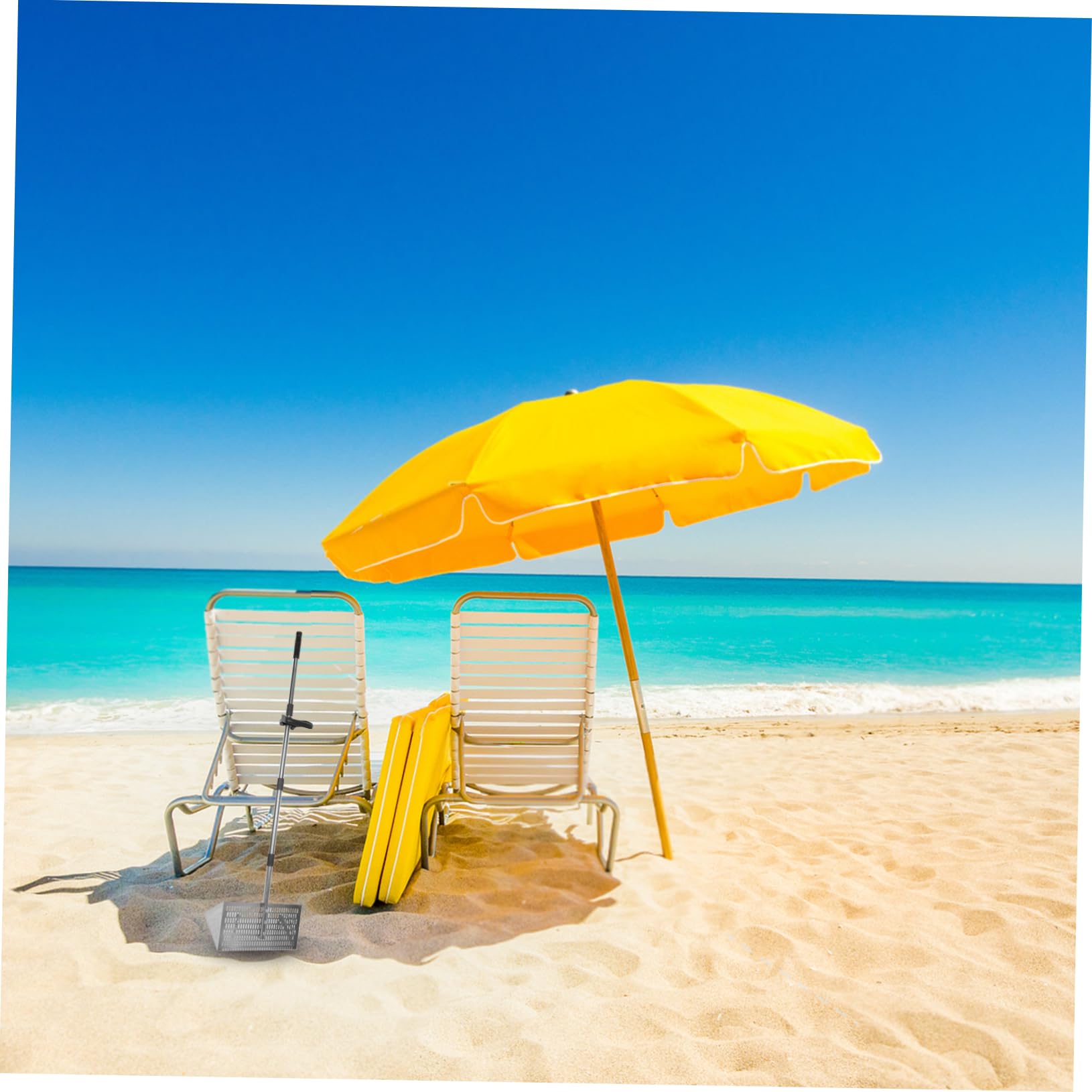 BESTonZON Tamiz De Pala Playa Pala Metálica De Acero Al Carbono Tamiz De Playa para Recolectar Conchas Manual para Filtrar Arena Verano