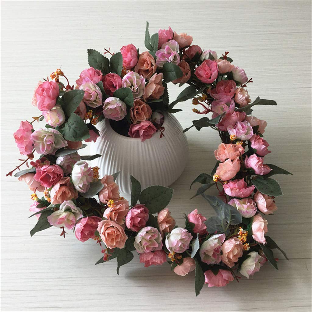 Couronne De Fleurs Artificielles En Forme De Cœur QUEENYARD - Fleurs En Soie, Résistante à La Décoloration, 22x20cm