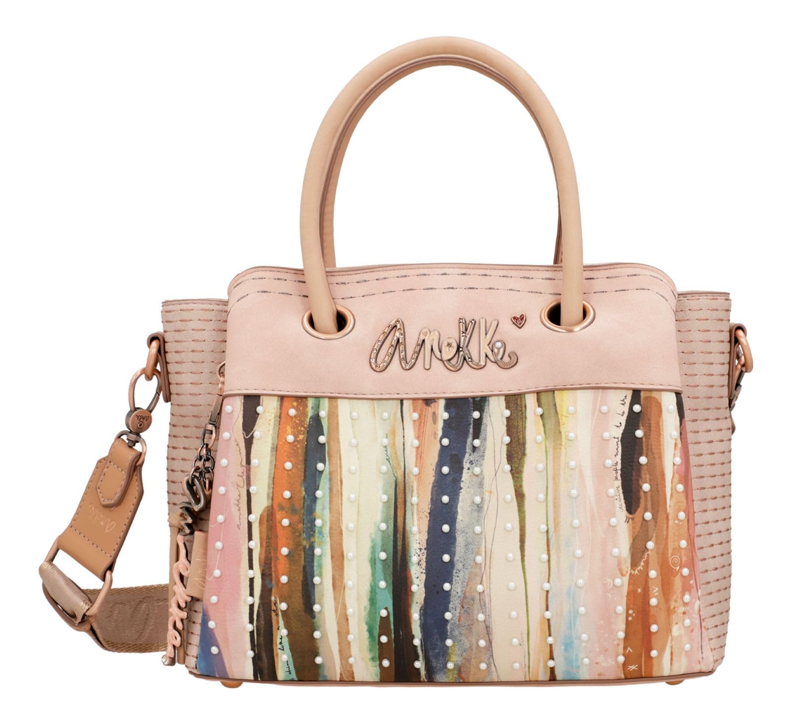 Anekke - Damentasche - Bowlingtasche aus Kunstleder für Damen mit verstellbarem Riemen, 2 Handgriffen und Reißverschlüssen - Zubehör und Accessoires für Damen - Maße 27 x 21 x 12 cm, bunt