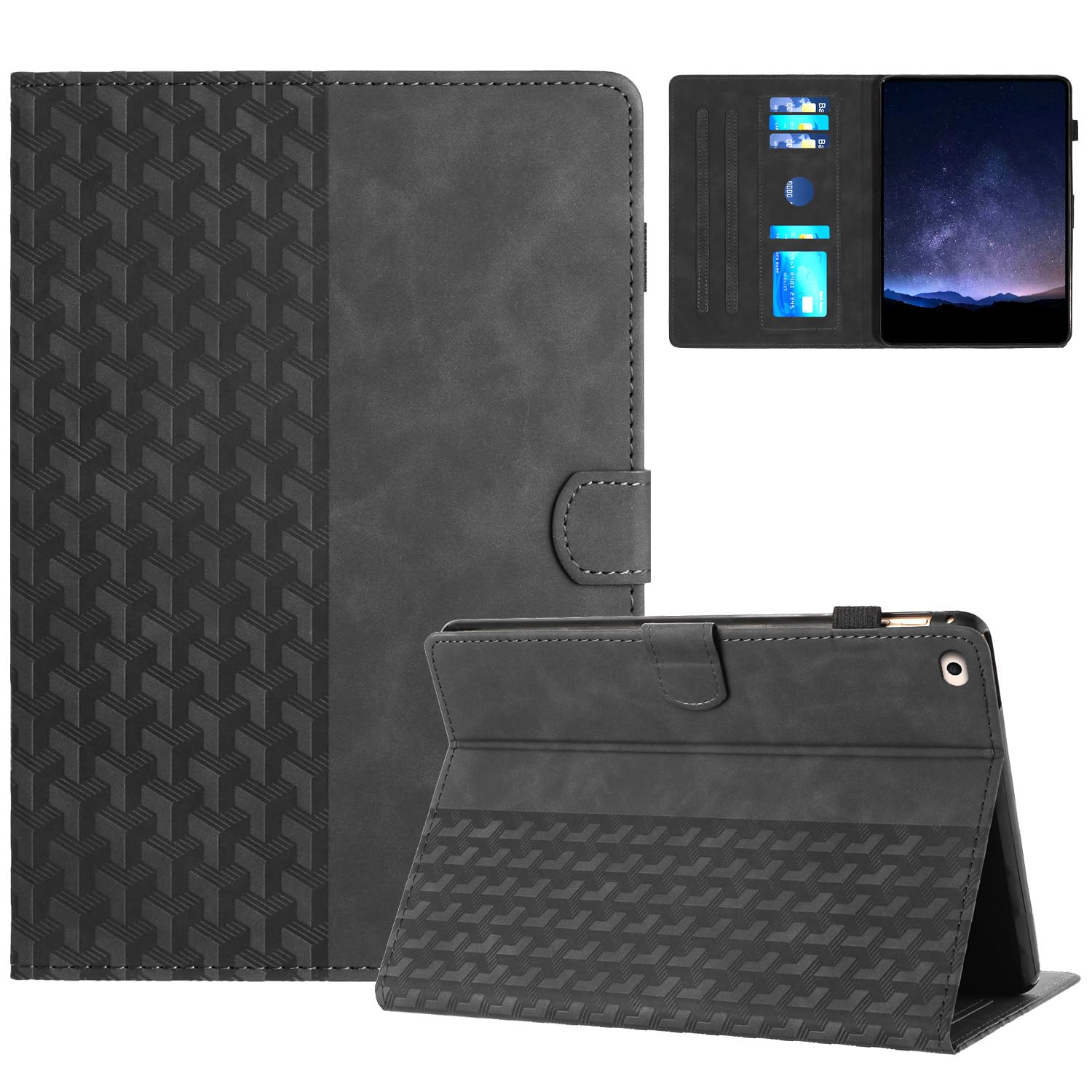 Hülle für iPad mini 7.9 Zoll, iPad mini 5/4/3/2/1 Premium PU Leder Tablet Schutzhülle Magnetisch Folio Case mit Standfunktion, Auto Wachen/Schlafen und Kartenschlitz, Schwarz