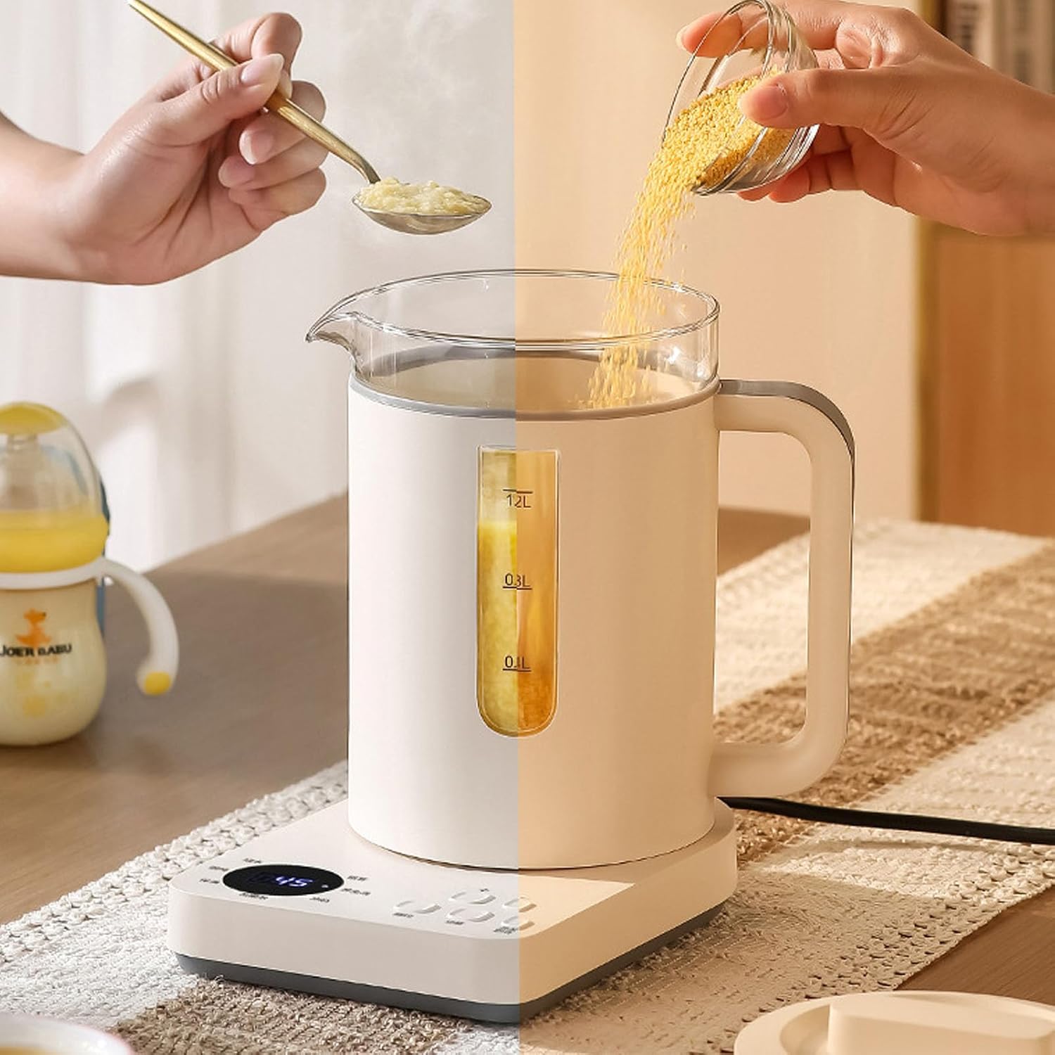Glass Electric Kettle 1.2L Large Capacity Multifunctional Hot Tea Maker - Smart Temperature Control, Safety Guard Mechanisms, Perfect for Home and Family Use