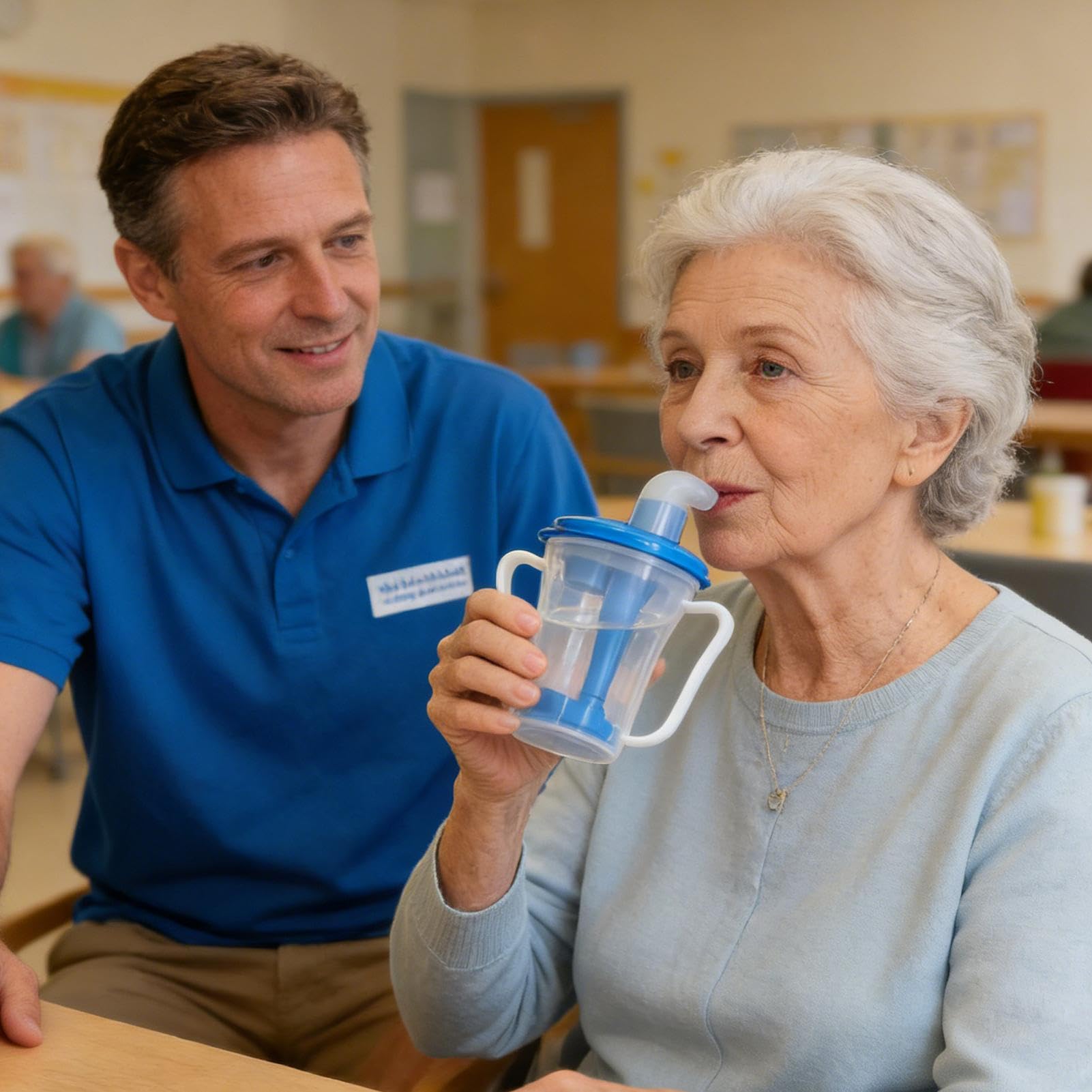 Vasos para disfagia para adultos, botella de agua con pajita para pacientes, alimentador líquido a prueba de asfixia y derrames, para hospital, hogar, cama, viajes, ancianos