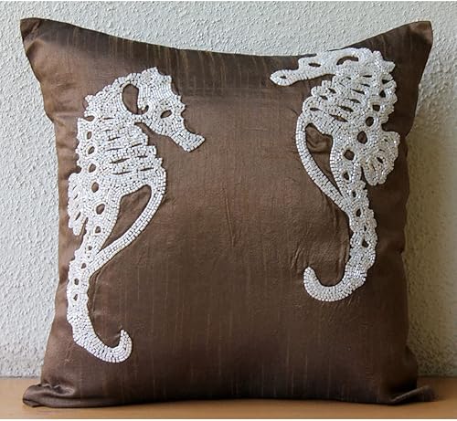 Miniatura 60 de The HomeCentric Funda de almohada, fundas marrones, fundas de almohada geométricas japonesas ópticas, fundas de almohada de 24 x 24 pulgadas, fundas