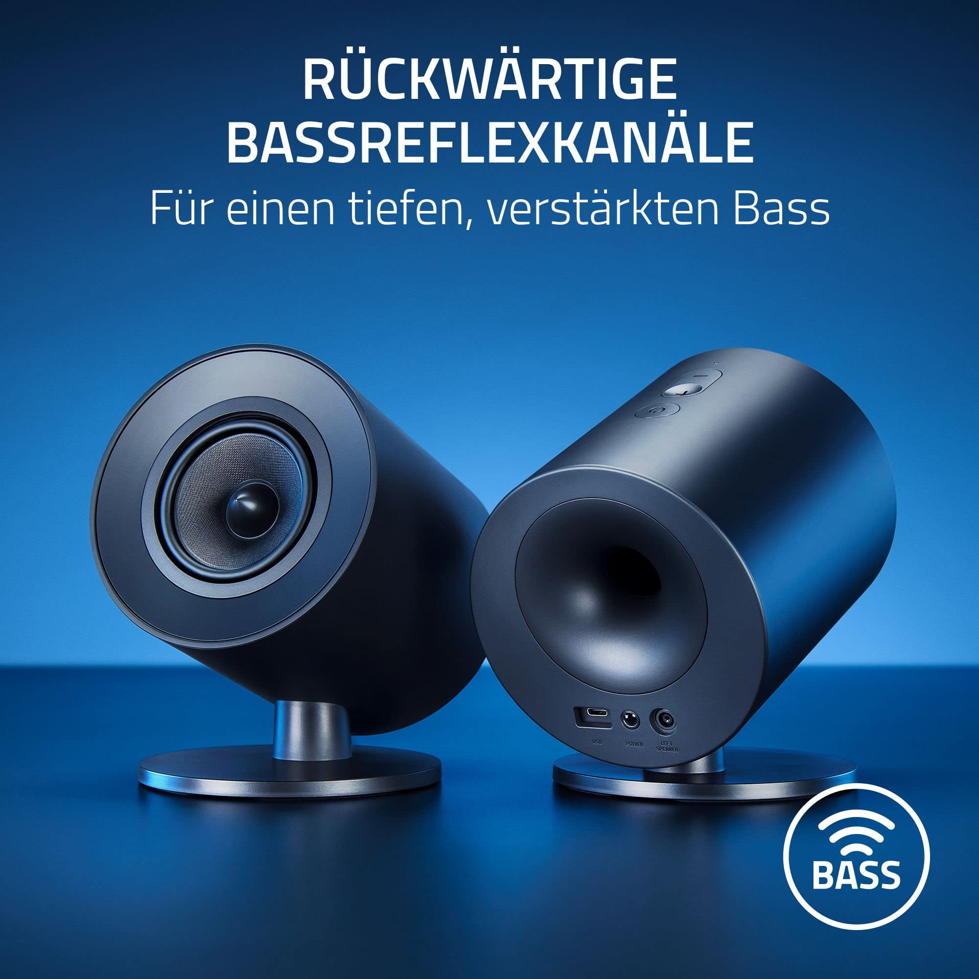 Razer Nommo V2 X - Full-Range-2.0-Gaming-Lautsprecher für PC (Zwei 3-Zoll-Full-Range-Treiber, THX Spatial Audio, Max. Schalldruck 96 dB, Plattformübergreifende Kompatibilität) Schwarz