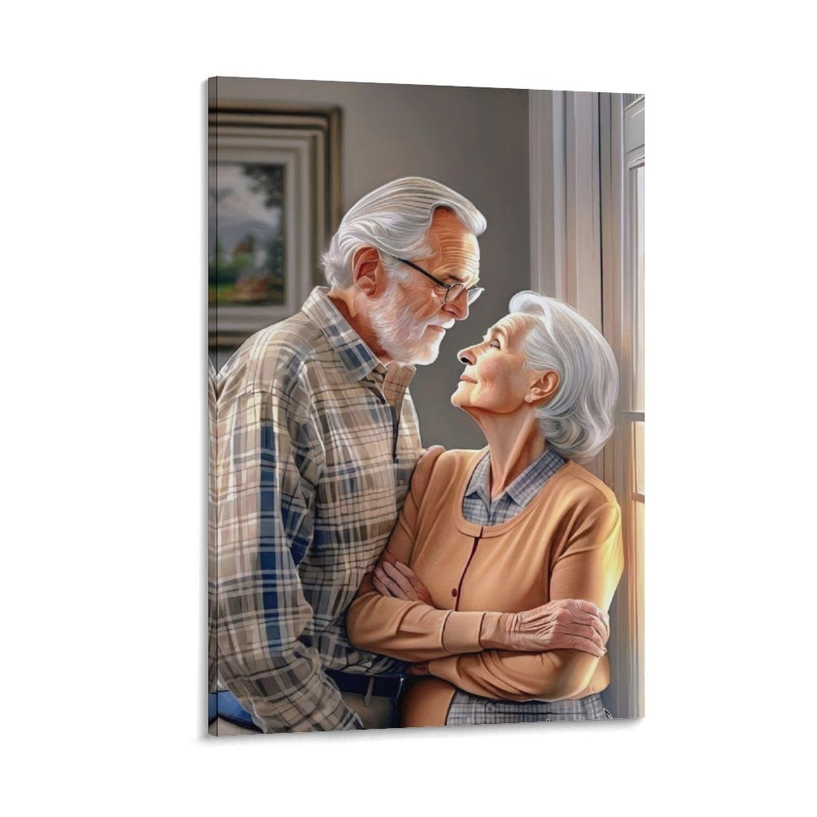 DHBANEIOK Elderly Couple Love Poster Artwork Giclee Canvas Prints Modern Wall Art Picture Wall Hanging for Office Gym Living Room Decor 12x18inch(30x45cm)