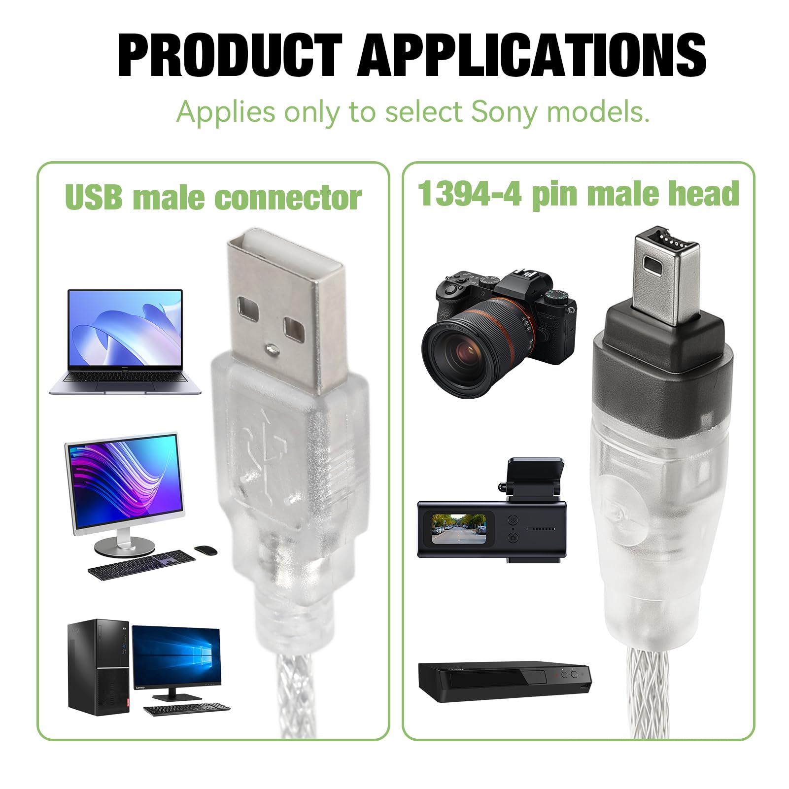FireWire na USB C 1394 4-pinowy kabel przejściowy męski
