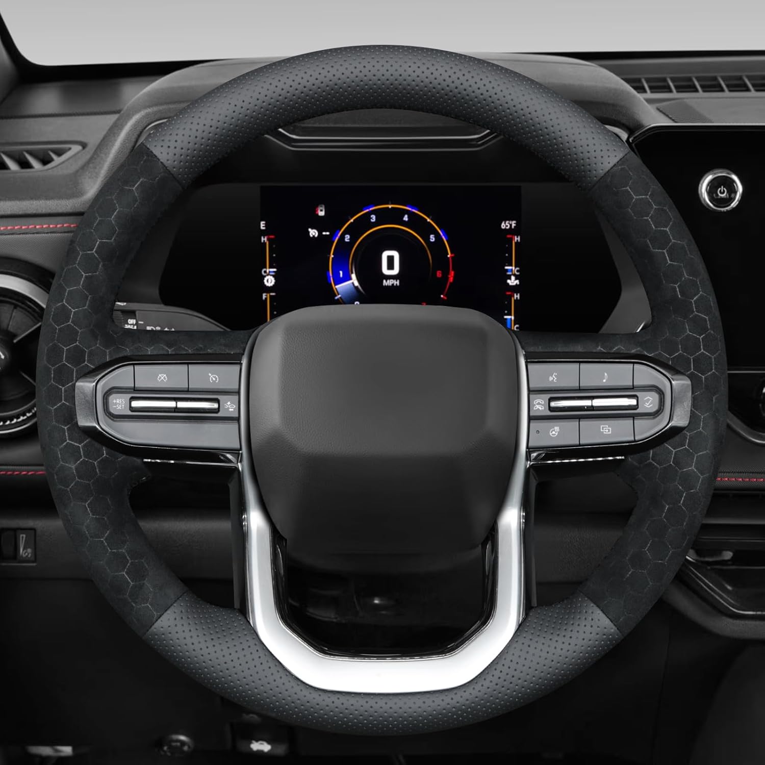 MEWANT Steering Wheel Cover for Chevy Colorado 2023-2024 Hand-Stitched Genuine Leather Steering Wheel Wrap