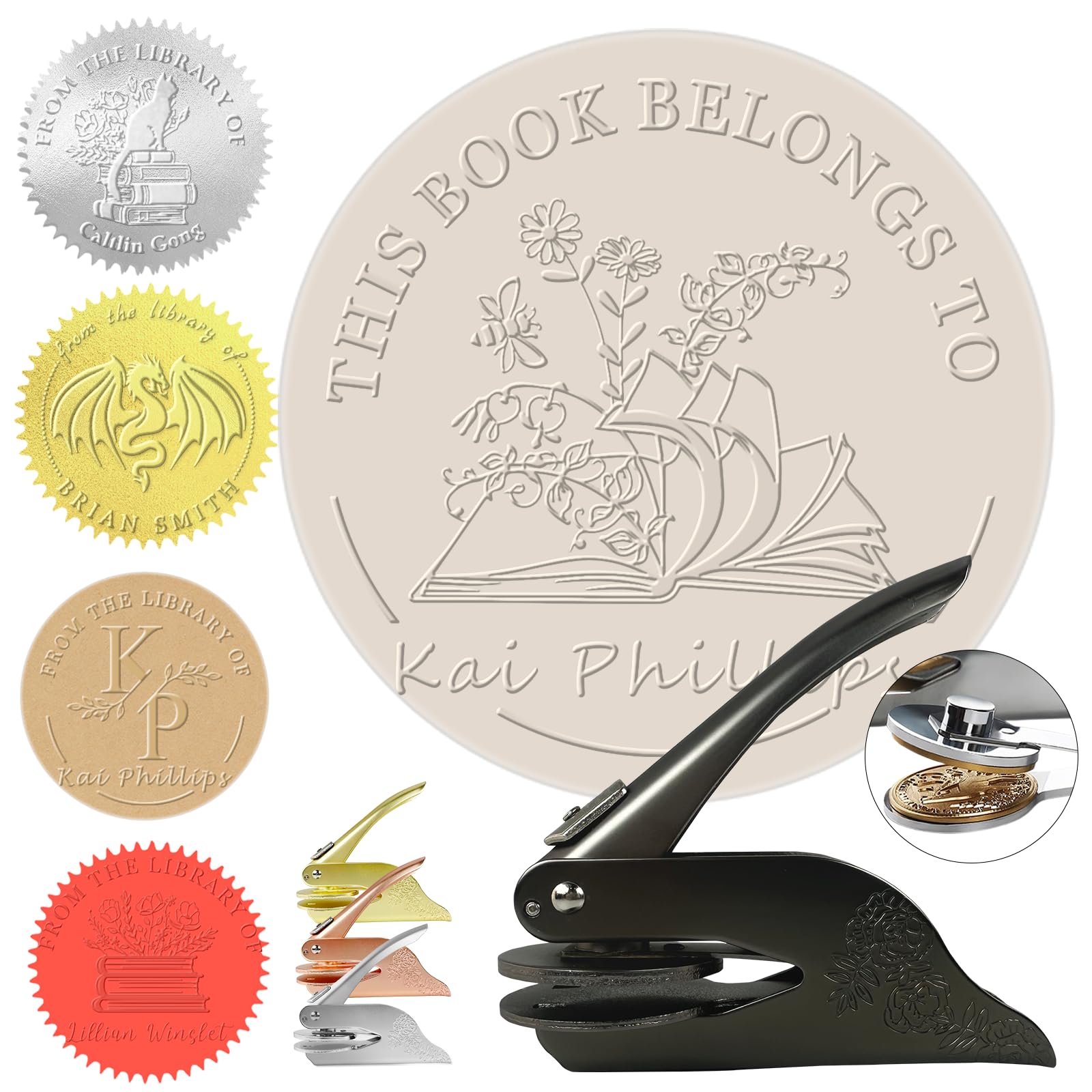 Custom Book Stamps from The Library of Ex Libris Personalised Embosser Book Stamp Customized Library Book Embosser Seal Stamp