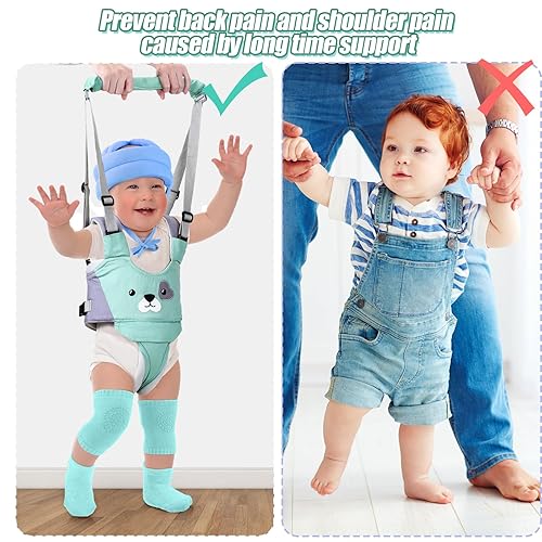 Miniatura 6 de Leumoi 13 piezas de casco de seguridad para bebé, arnés para caminar con rodilleras antideslizantes para gatear, calcetines para niños pequeños, 2