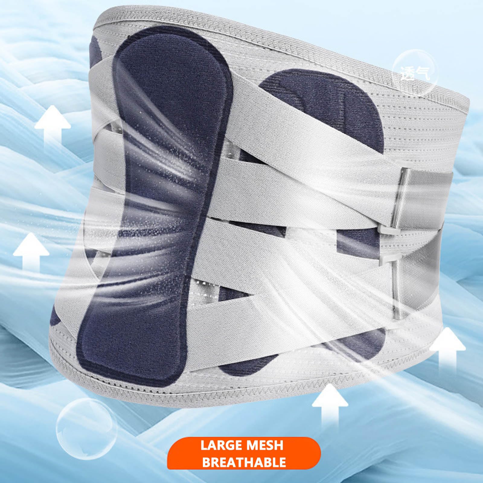 Faja Lumbar, 4 Placas de Acero curvadas, 3 Accesorios, Correas compresión Dobles, Tejido Transpirable, cinturón Soporte Lumbar XL(M)