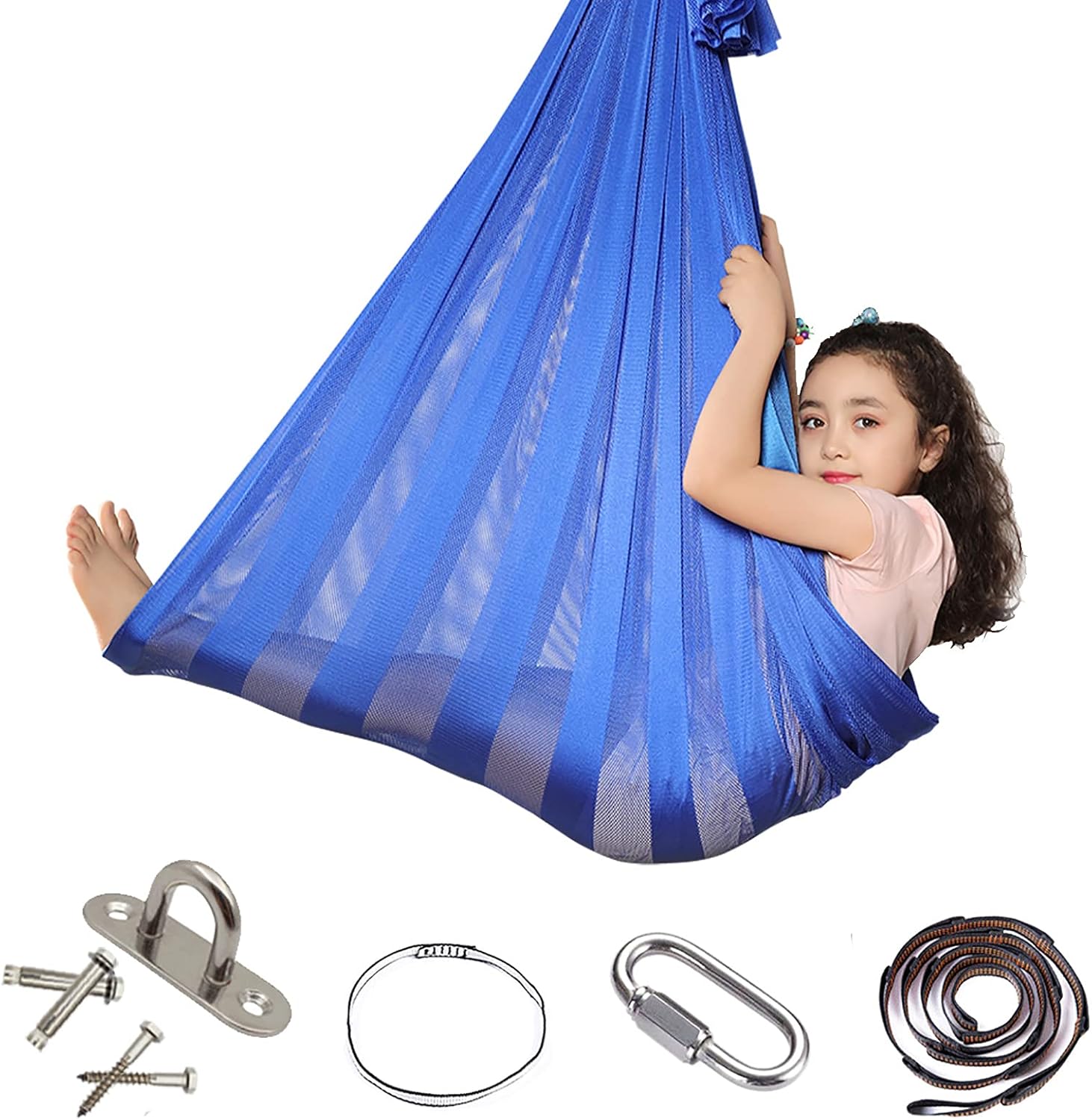 Indoor Kids Hammocks, Therapy Swing for Kids Child and Teens, Cuddle Hammock Ideal for Autism ADHD Aspergers and Sensory Integration (Blue)