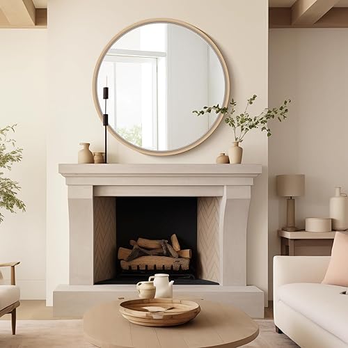 Miniatura 161 de HOMECOOKIN Espejo de pared redondo de 32 pulgadas, espejo circular dorado para baño con marco de metal, espejo dorado redondo para decoración