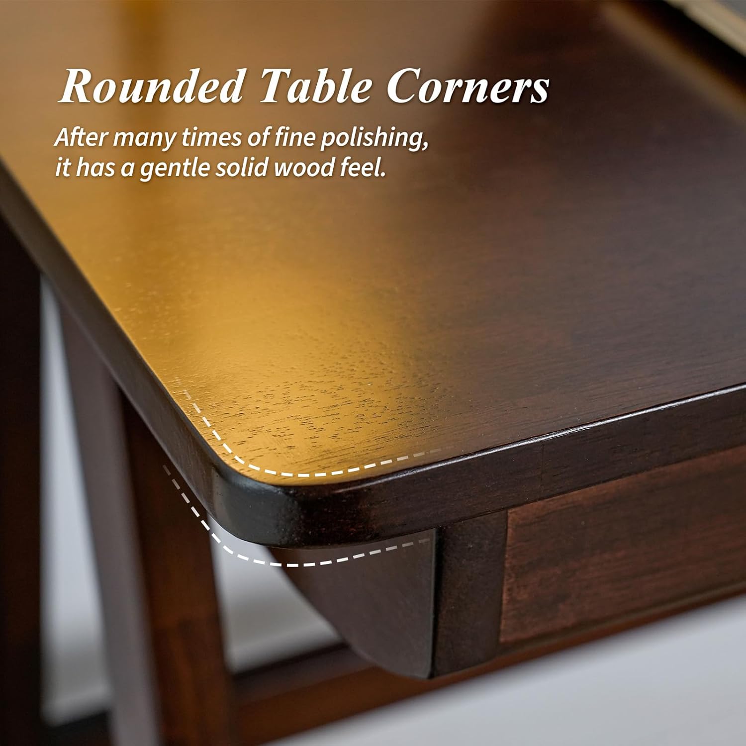 Computer Desk with Drawers, Solid Wood Writing Desk, Mid Century Modern Home Office Desks, Oak Study Table, Small Desk for Bedroom, 29.1 H x 39.4 W x 21.7 D Inches, Walnut