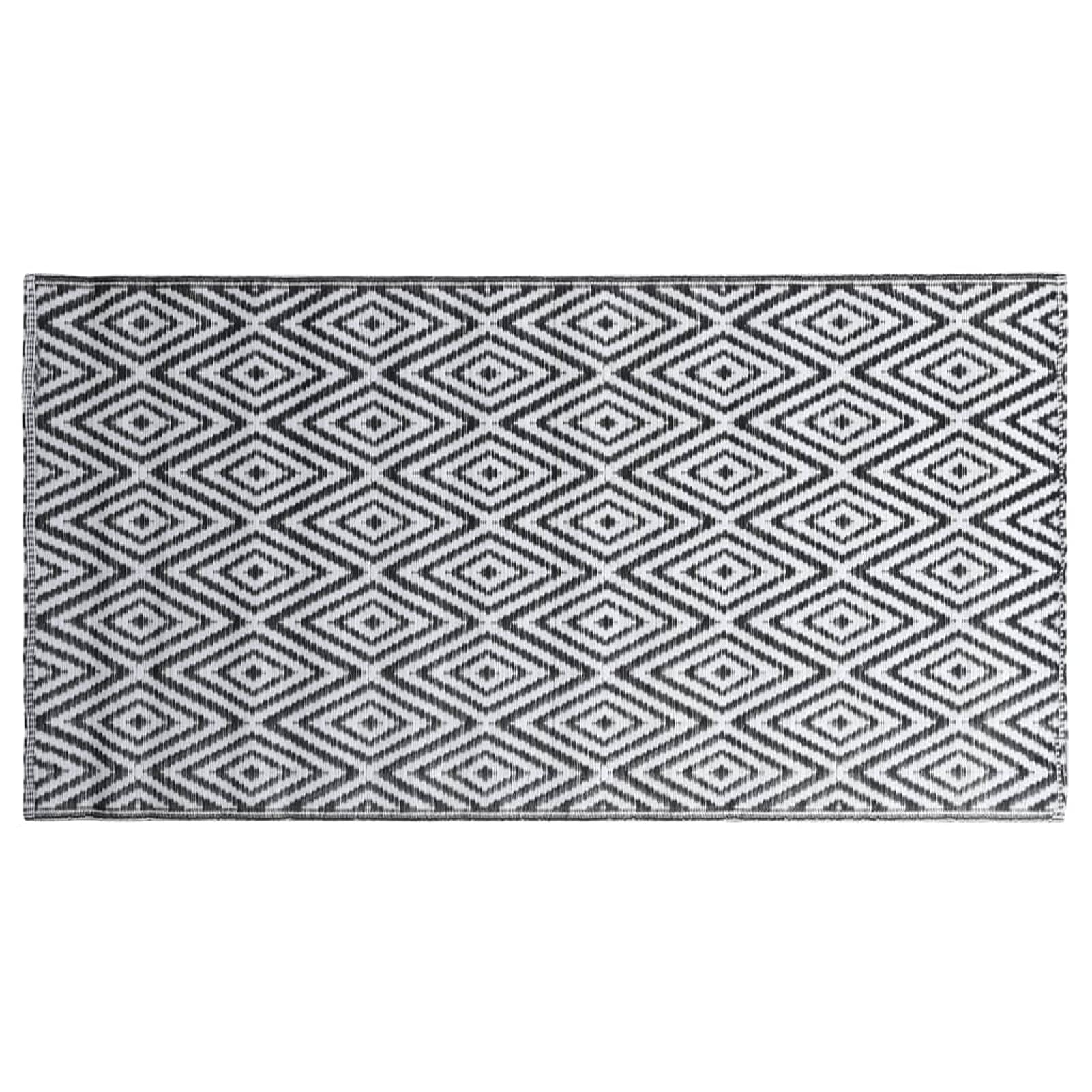 Dywan outdoorowy, biały i czarny, 120 x 180 cm, do salonu, do przedsionka namiotowego, na balkon, do przedsionka - 310429