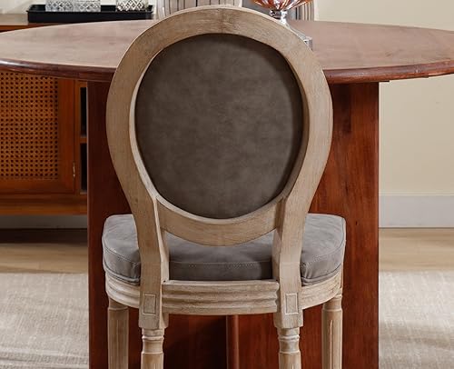 Miniatura 104 de chairus Juego de 2 sillas de comedor de ratán de granja, sillas de campo francesas de cuero con respaldo redondo, sillas laterales ovaladas para