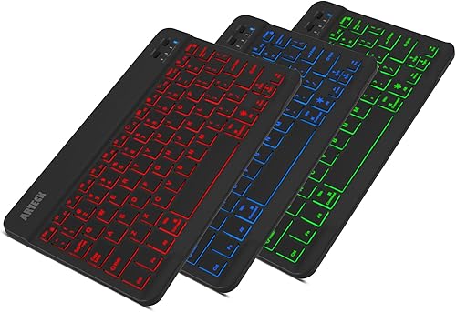 Arteck HB030B teclado universal portátiles inalámbrico por Bluetooth 30 con 7 colores de retroiluminación y batería incorporada color negro