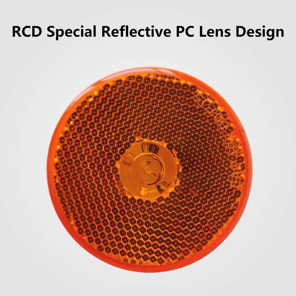 DT 5 Pcs 2.5 inch Amber Round LED Tail Lights 4 LEDs Diodes PC Lens 12V LED Side Marker Light for Truck and Trailer, DOT certificate