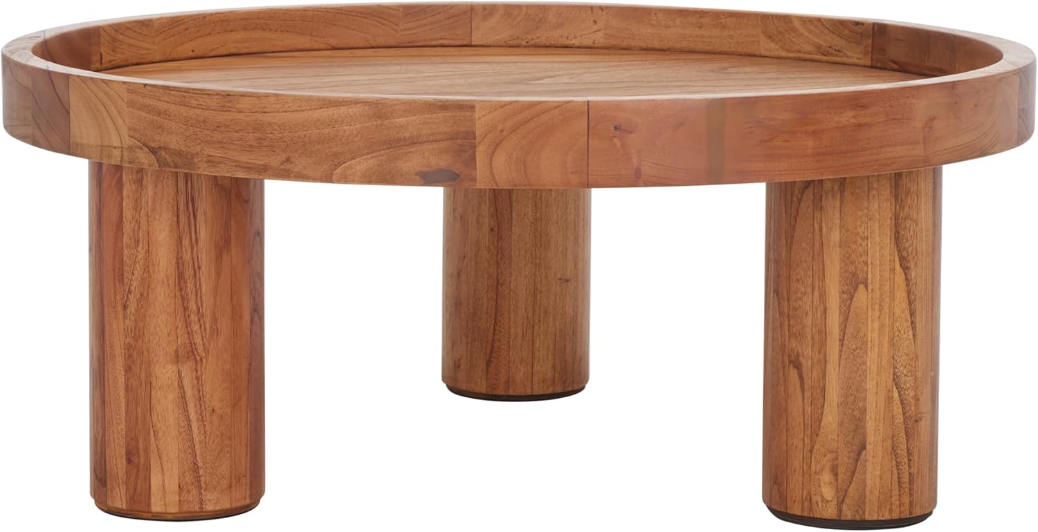 SAFAVIEH Home Collection Meek Rustic Natural Brown 3-Leg Round Coffee Table