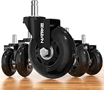 NATRKE Office Chair Wheels Replacement, 2 Inch Dual Rubber Casters, 11x22mm Universal Fit for Hardwood Floors & Carpet, Heavy Duty Smooth Quiet Set of 5, Supports 661 lbs, Grey