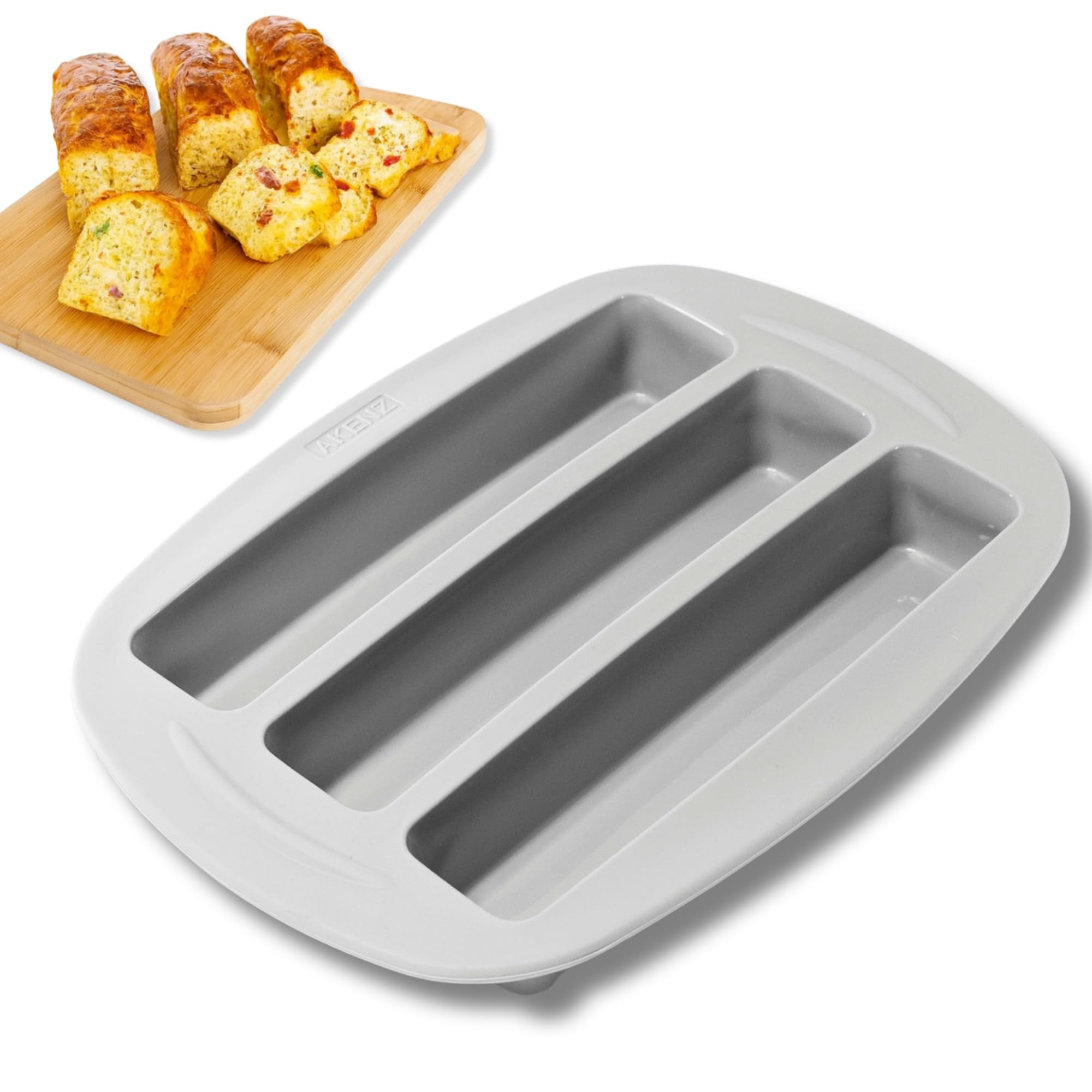 AKENZ - Moule Mini Cake 3 en Silicone platinium petit Rectangulaire pour multi Apéritif Pâtisserie Gateau - Compatible avec Cake Factory Version Améliorée + EBOOK OFFERT