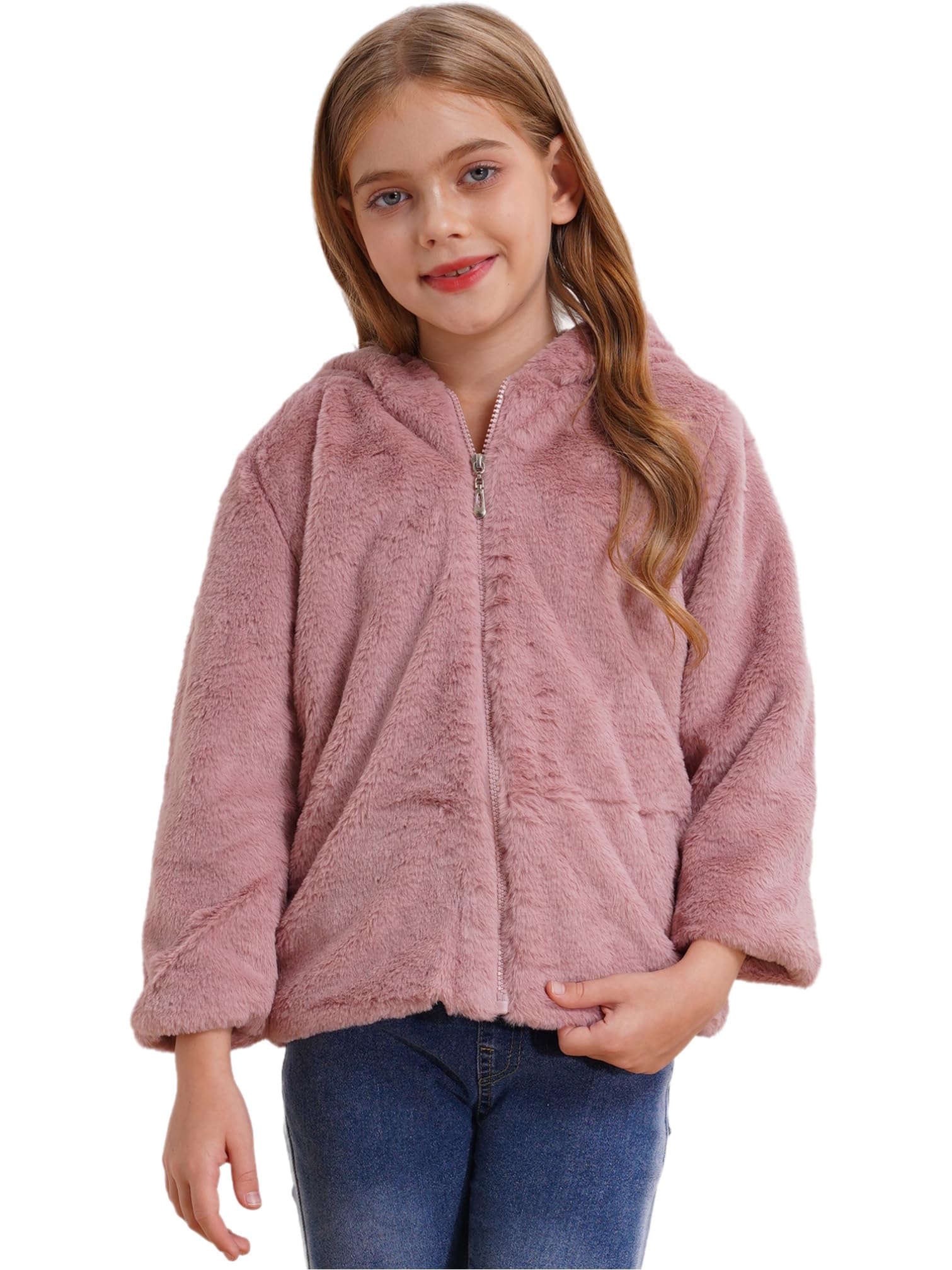 YiZYiF Cappotto con Cappuccio Ragazze Invernale Elegante Giubbotti in Finta Pelliccia Faux Caldo e Spesso Antivento Giacca Parka Imbottito Manica Lunga per Bambine