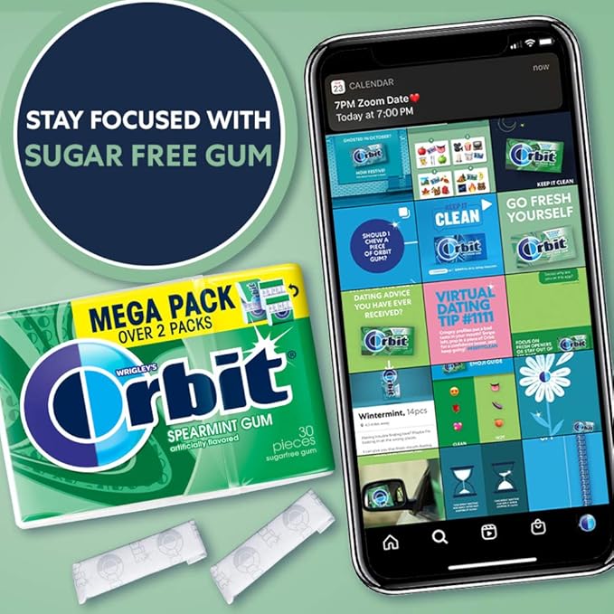 ORBIT Chicle Spearmint Sin Azúcar Mega Pack, 30 Unidades miniatura 6