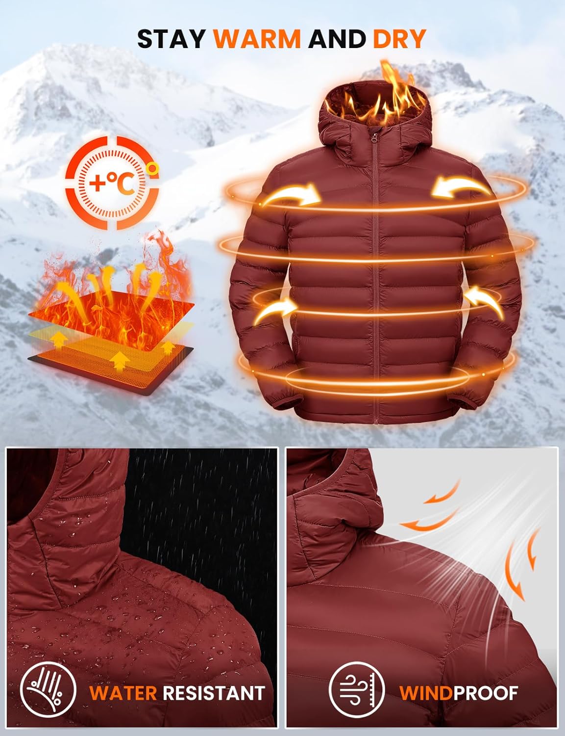 TBMPOY Men's Lightweight Packable Puffer Jackets Hooded Winter Bubble Coat Warm Water-Resistant for Travel Casual Hiking - Image 5
