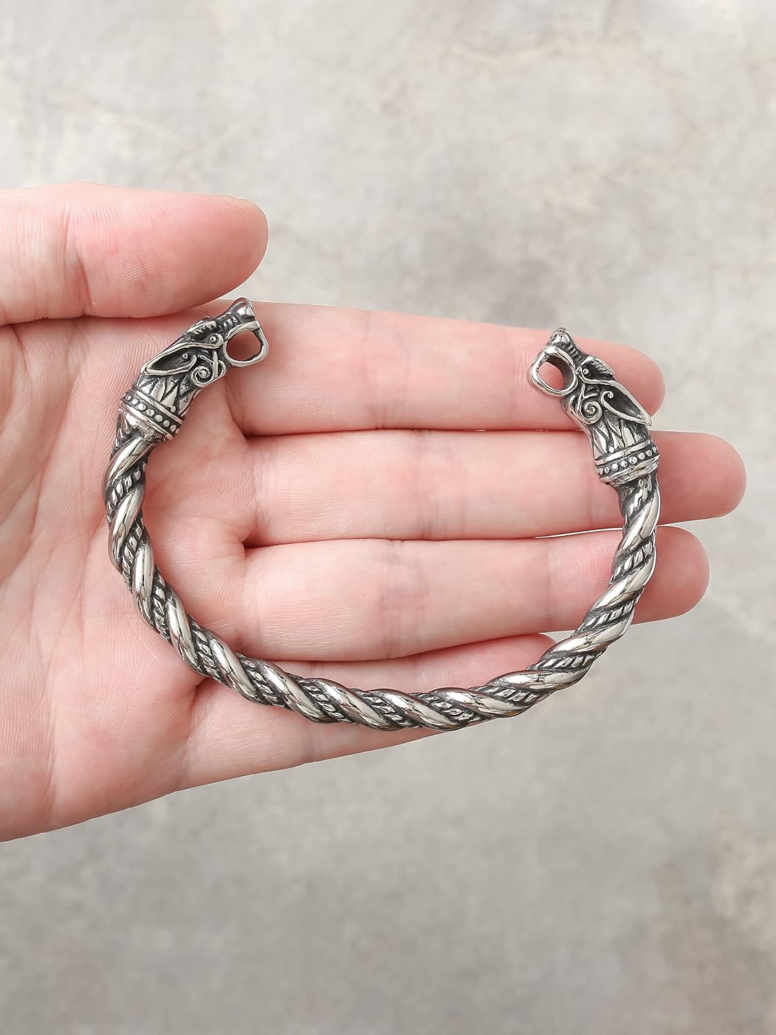 HAQUIL Stainless Steel Viking Twisted Cuff Bracelet, Viking Arm Ring for Men, Norse Jewelry Gift for Men - Image 3