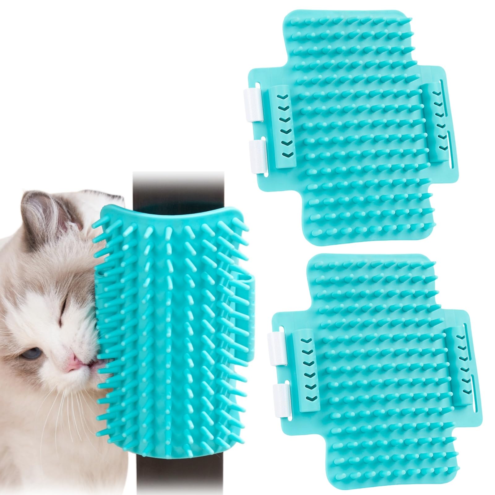 Corner Brush for Cat Massage – 2 Pieces Wall Scratcher, Self Groomer