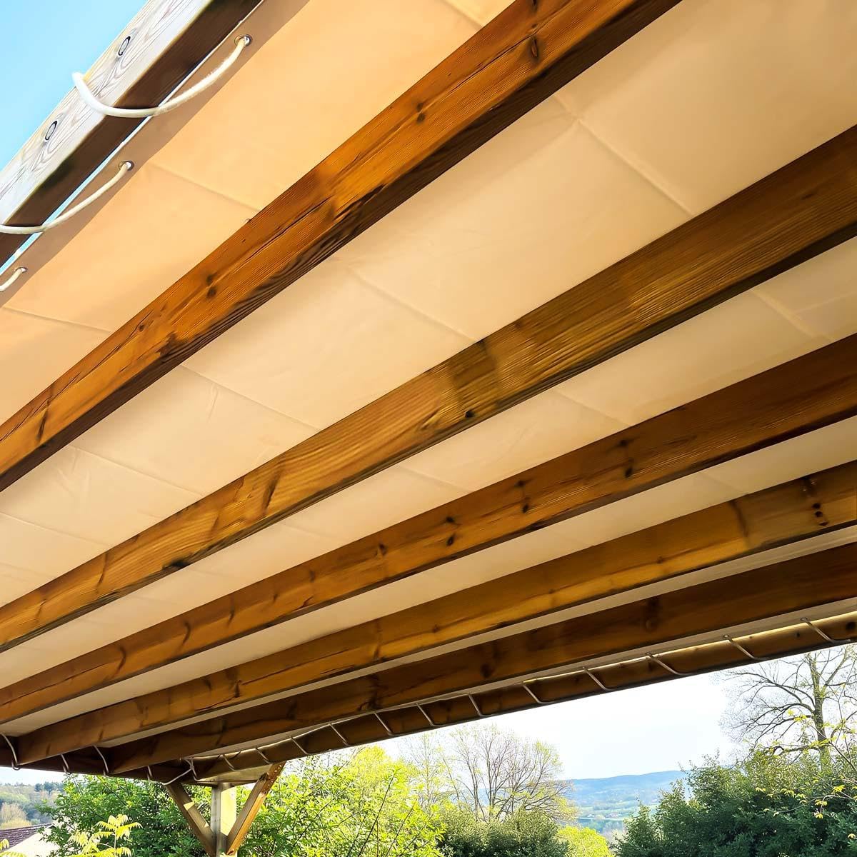 TECPLAST Toile Pergola Blanc Crème 3x5 m LP506PR - Garantie 5 Ans - Bâche Pergola ou Tonnelle étanche en PVC pour terrasse