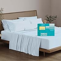 Vista 15 de Thread Spread - Juego de sábanas de 100% algodón egipcio con tejido de satén de 800 hilos de la colección Exotic Hotel, color blanco y marfil