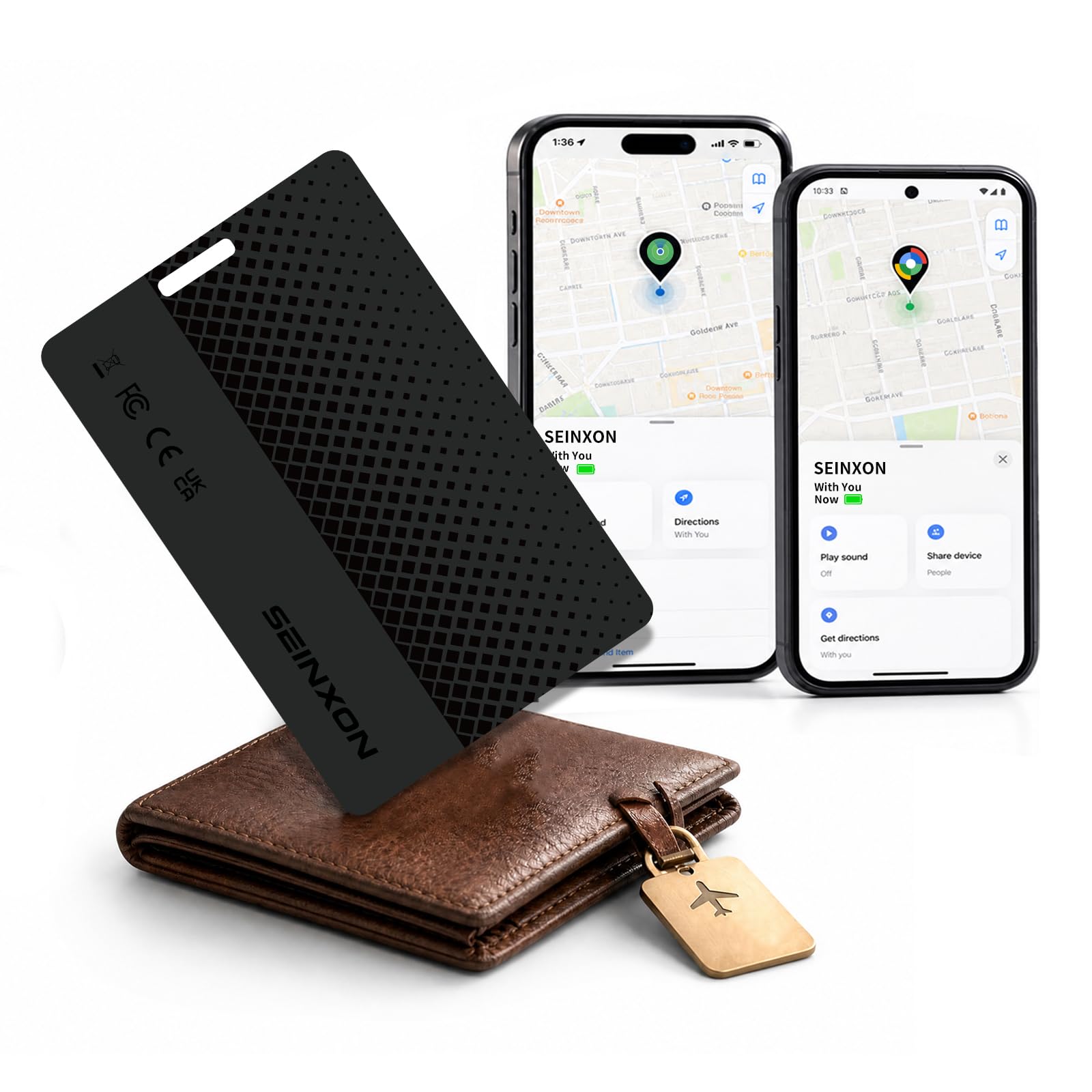 Carte de suivi de portefeuille Bluetooth ultra fine, fonctionne avec Apple Find My et Google Find Hub, étanchéité IP68, autonomie de la batterie de 5 ans, alerte 90 dB, localisateur d'articles pour