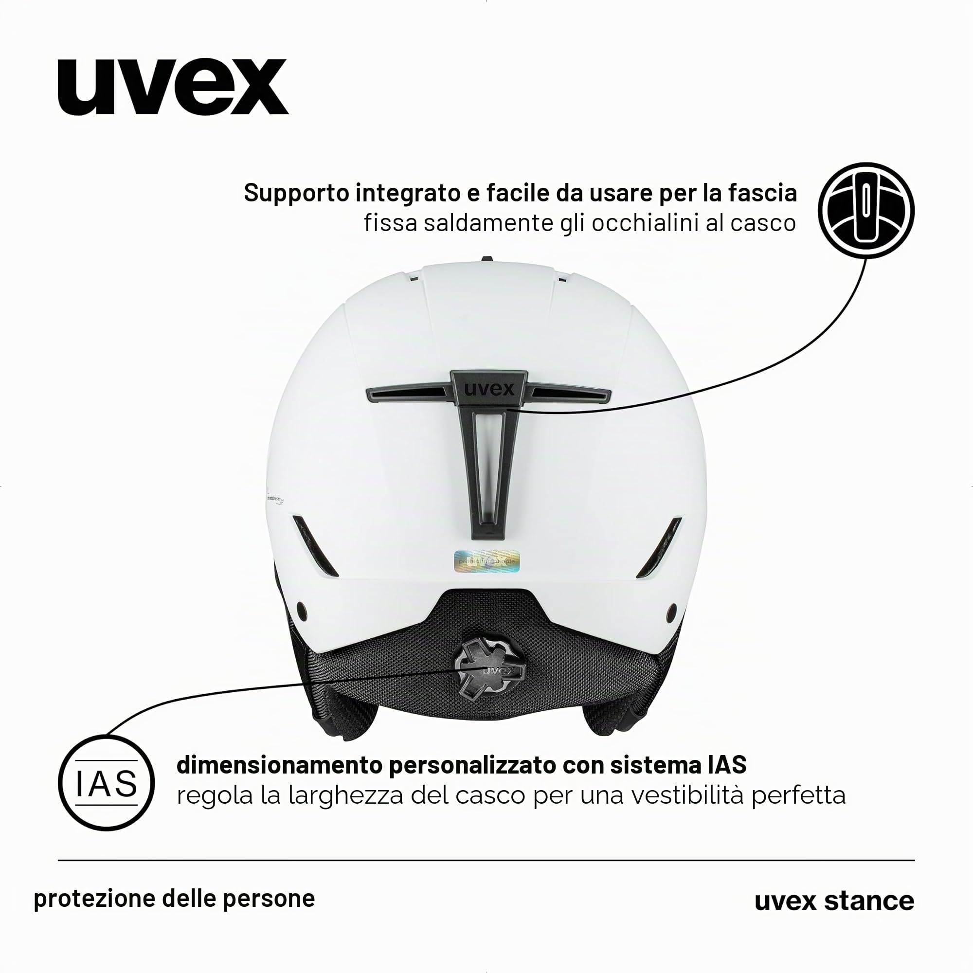 uvex Stance - Casco da sci robusto ed efficiente per uomo e donna con regolazione individuale della taglia