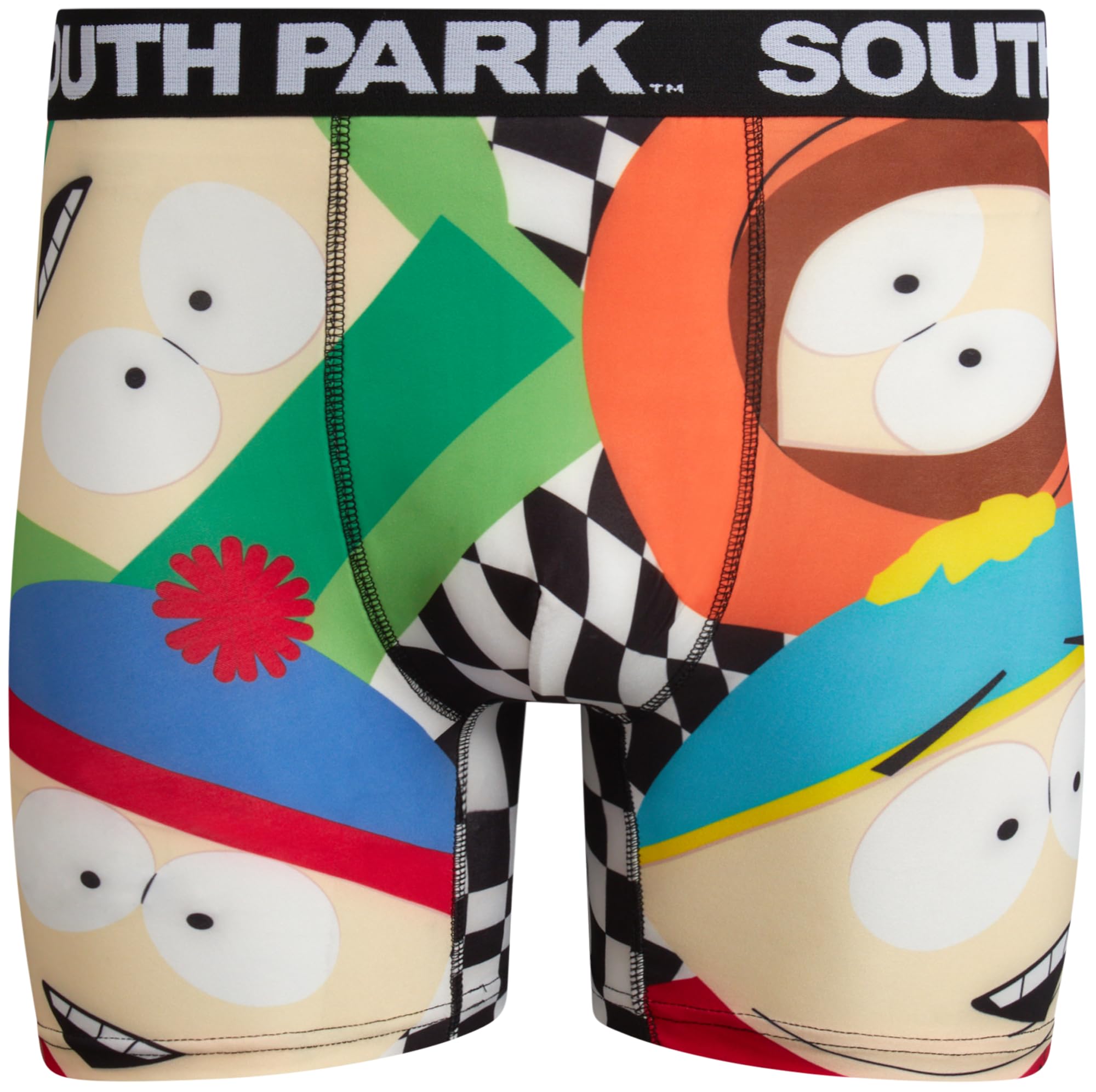 COCO BRANDS South Park Mens Boxer Briefs - No Fly, Anti-Chafing Stitching, Comfort Shaped/Cotton Lined Crotch, South Park Black/White, M
