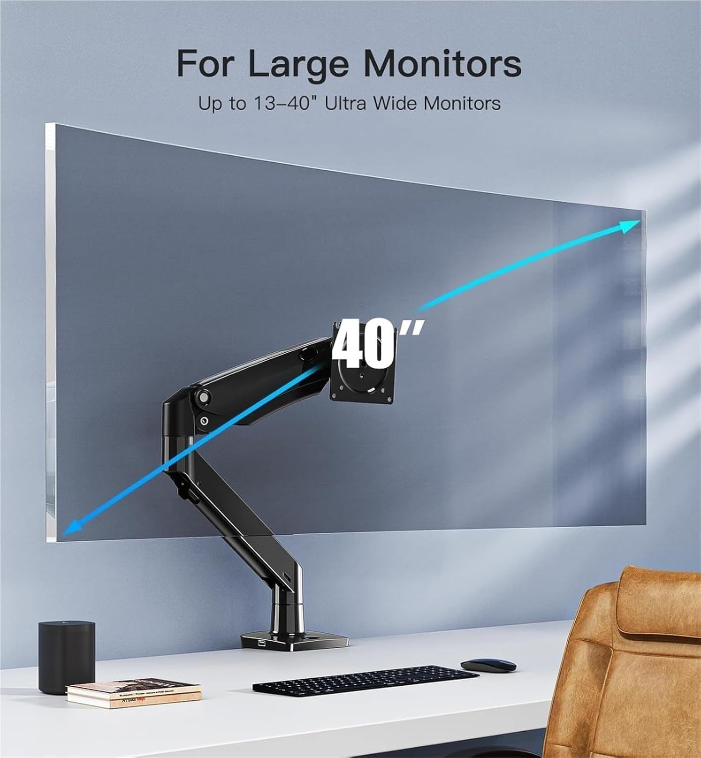 Dual Monitor Arm for 2 Ultrawide Screens, Height Adjustable Full Motion Stand with USB Ports & VESA Mount