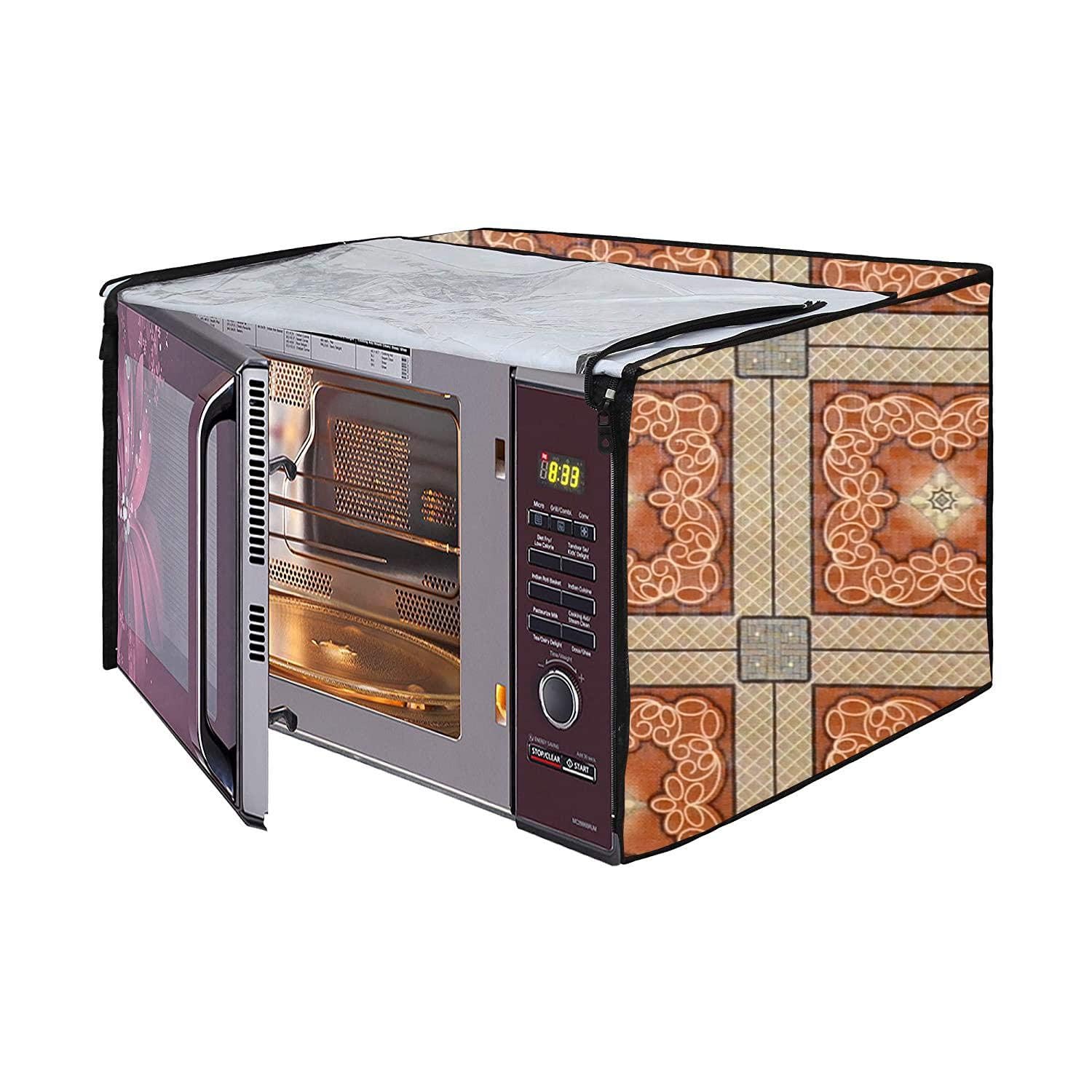 Microwave Oven Cover for LG 21 Litre Convection Waterproof & Dustproof PVC | Heat Resistant, Stainproof & Washable | Decorative Kitchen Appliance Cover (49 cm X 43 cm X 29 cm) pr39