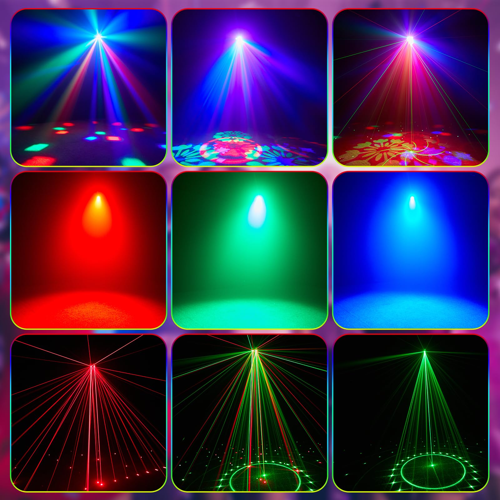 Moving Head - Luz de discoteca para fiestas, DMX 512, luz LED RGB, proyector de DJ, controlado por música, para KTV, reunión familiar, boda, cumpleaños, Halloween (T107)
